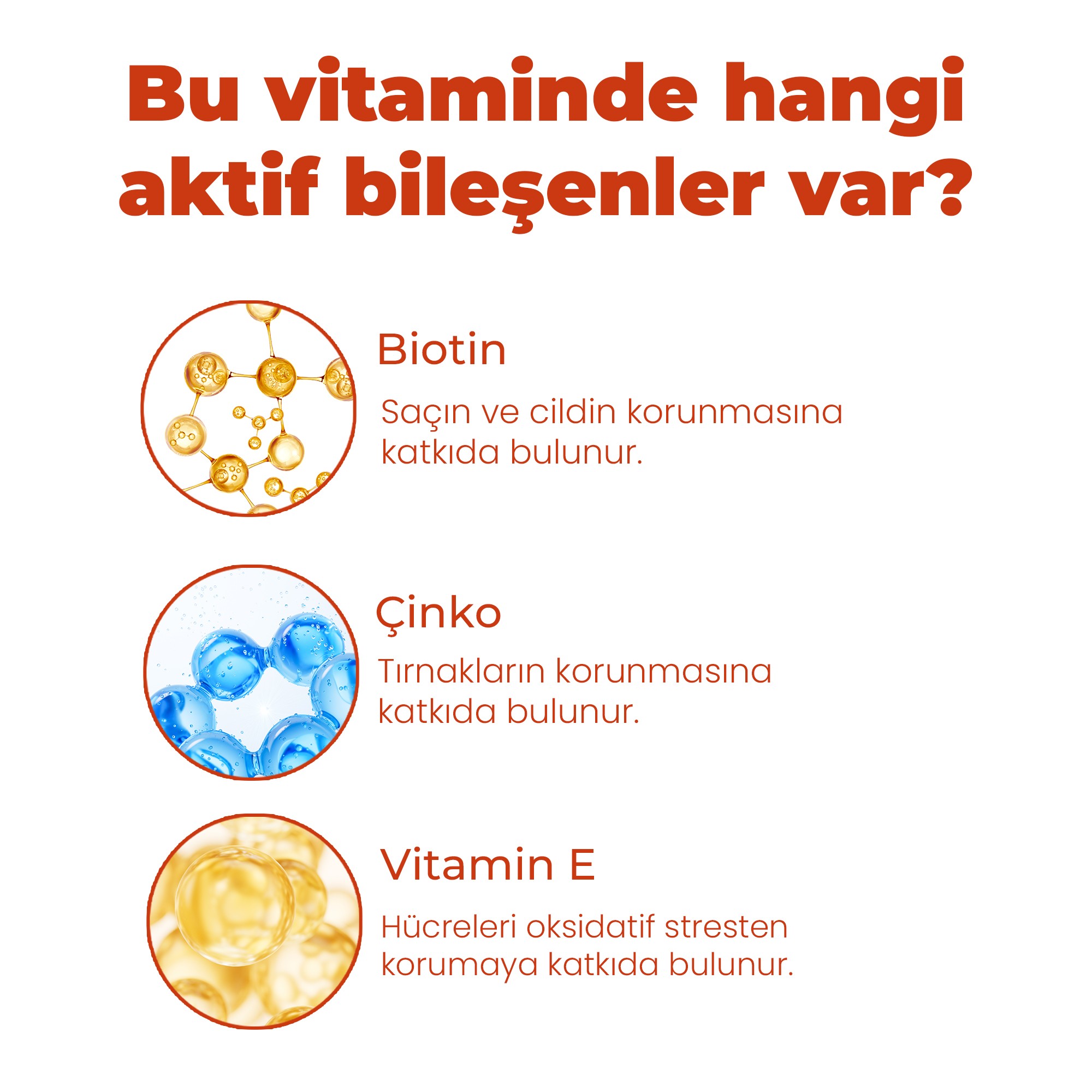 Hair&Nail, Biotin, Çinko, Folik Asit ve Vitamin Kompleksi ile Takviye Edici Gıda 60 Tablet