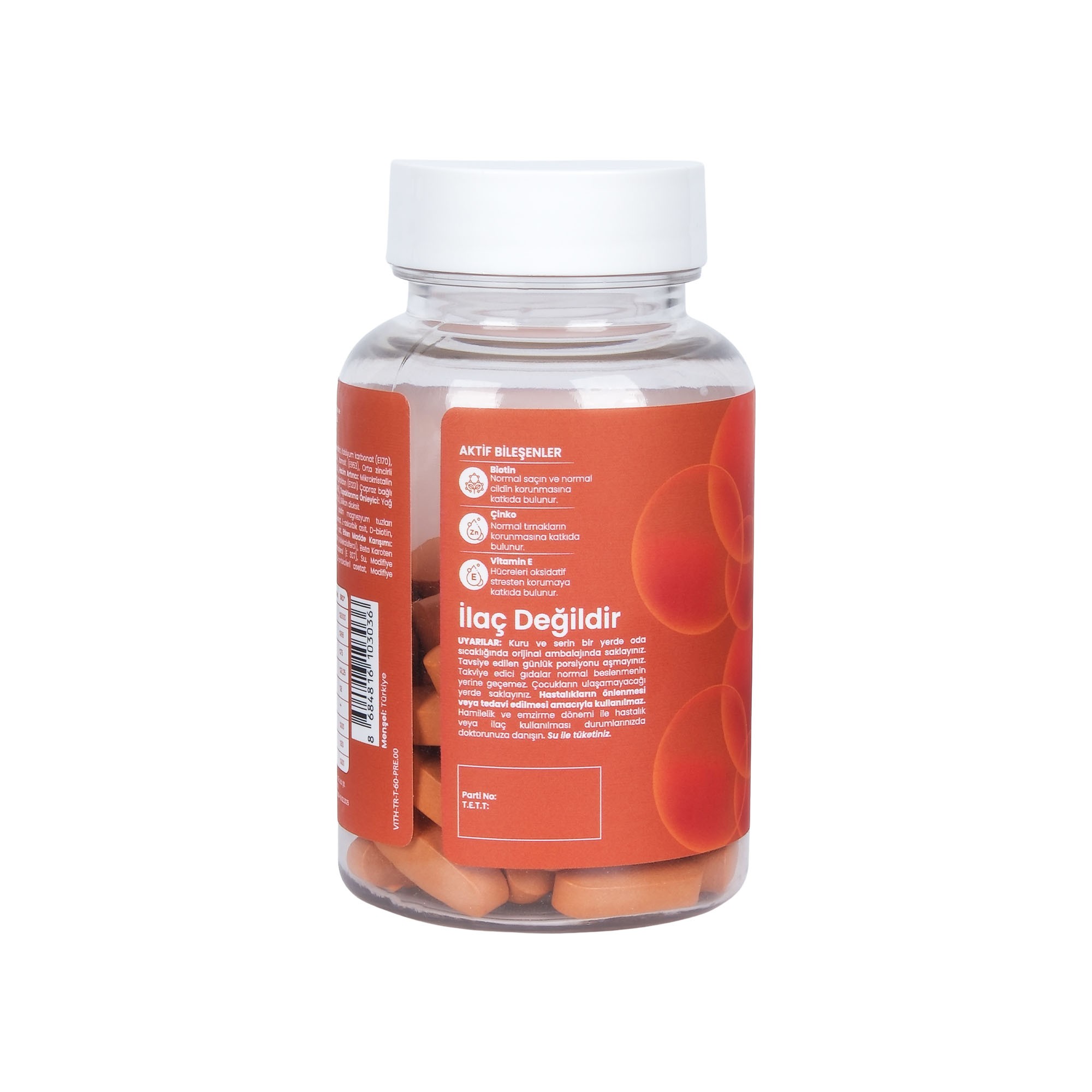 Hair&Nail, Biotin, Çinko, Folik Asit ve Vitamin Kompleksi ile Takviye Edici Gıda 60 Tablet