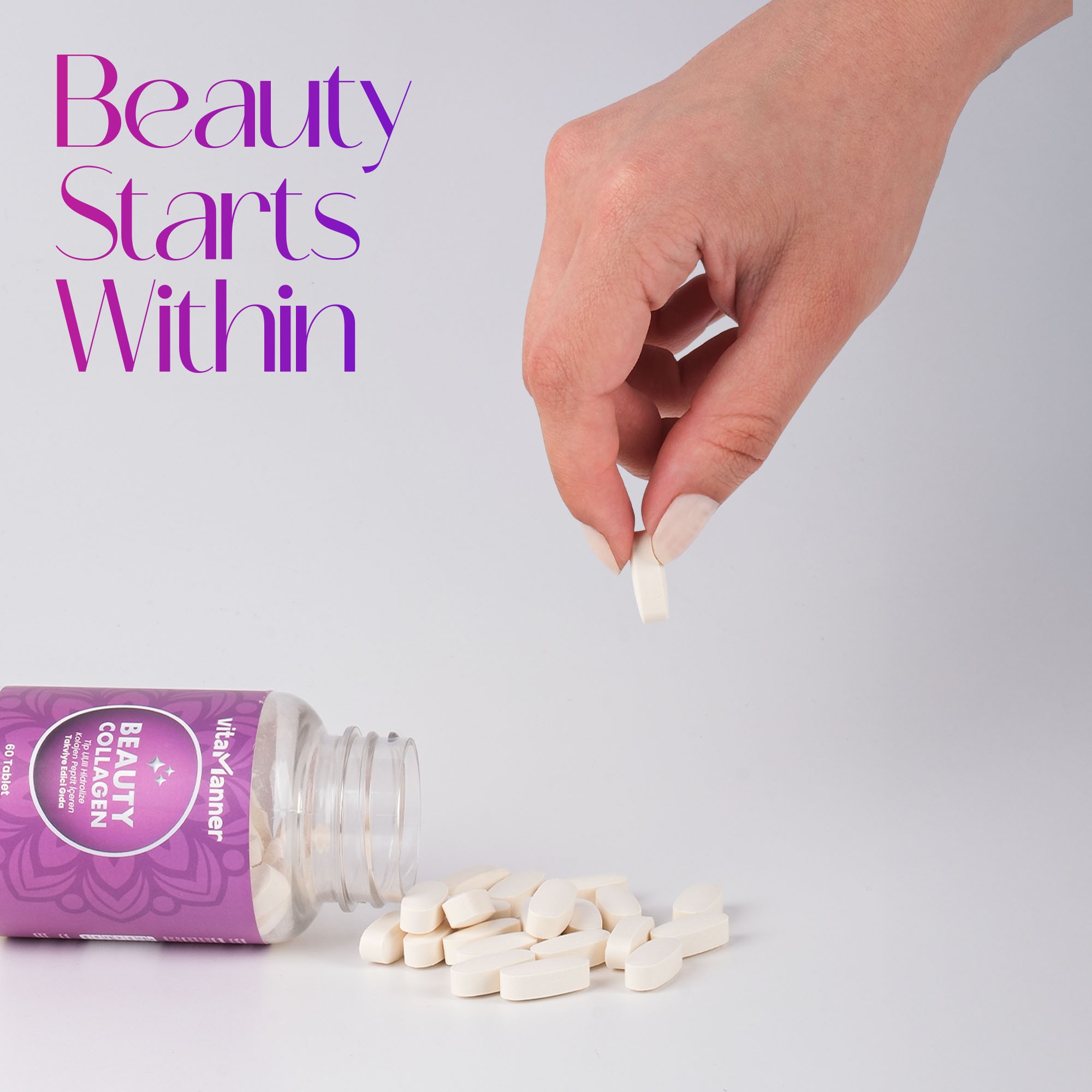 Beauty Collagen Tip 1, Tip 2, Tip 3, Vitamin C, Selenyum, Biotin İçeren Takviye Edici 60 Tablet