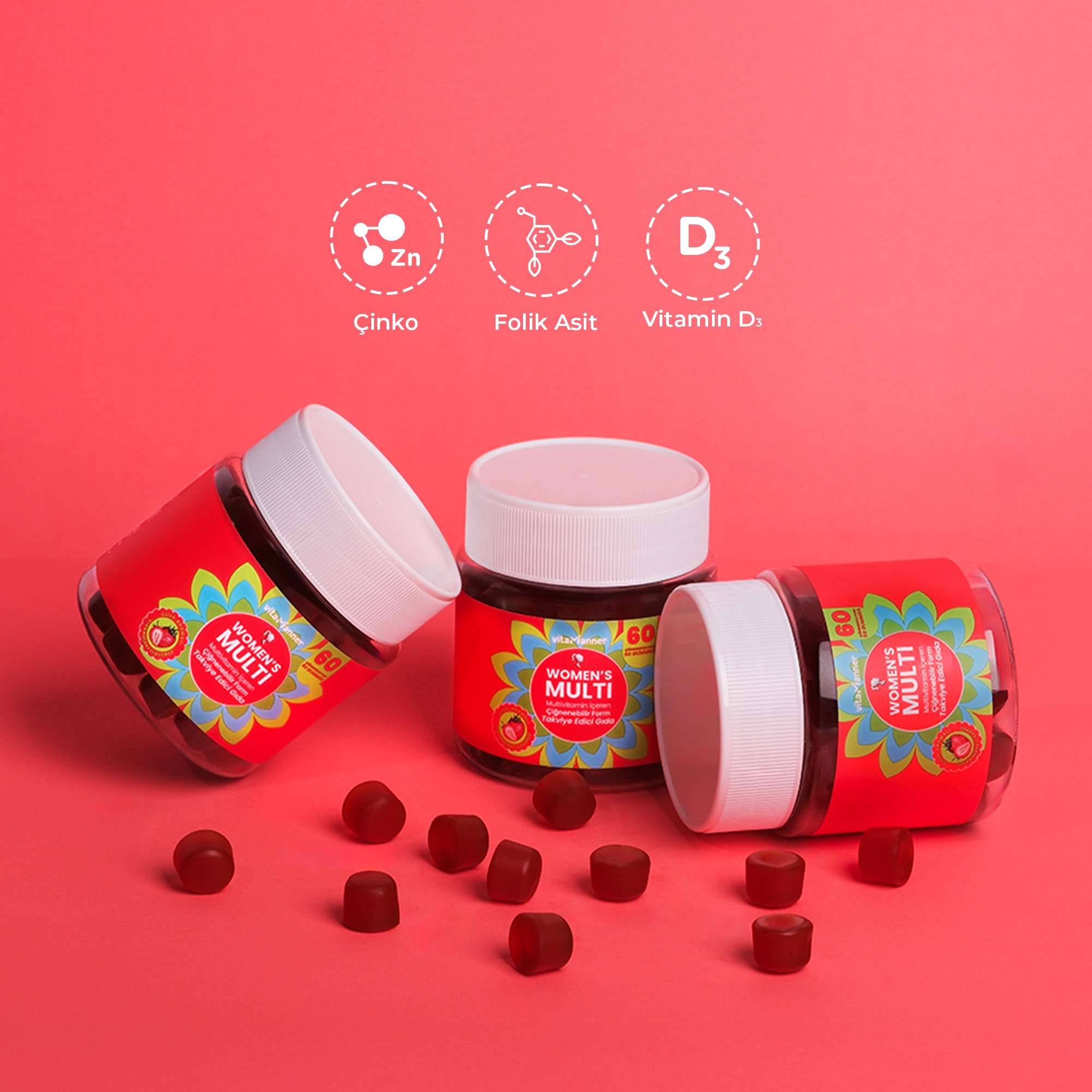  Women’s Multi | Multivitamin İçeren Çiğnenebilir Takviye Edici Gıda 60 Gummies