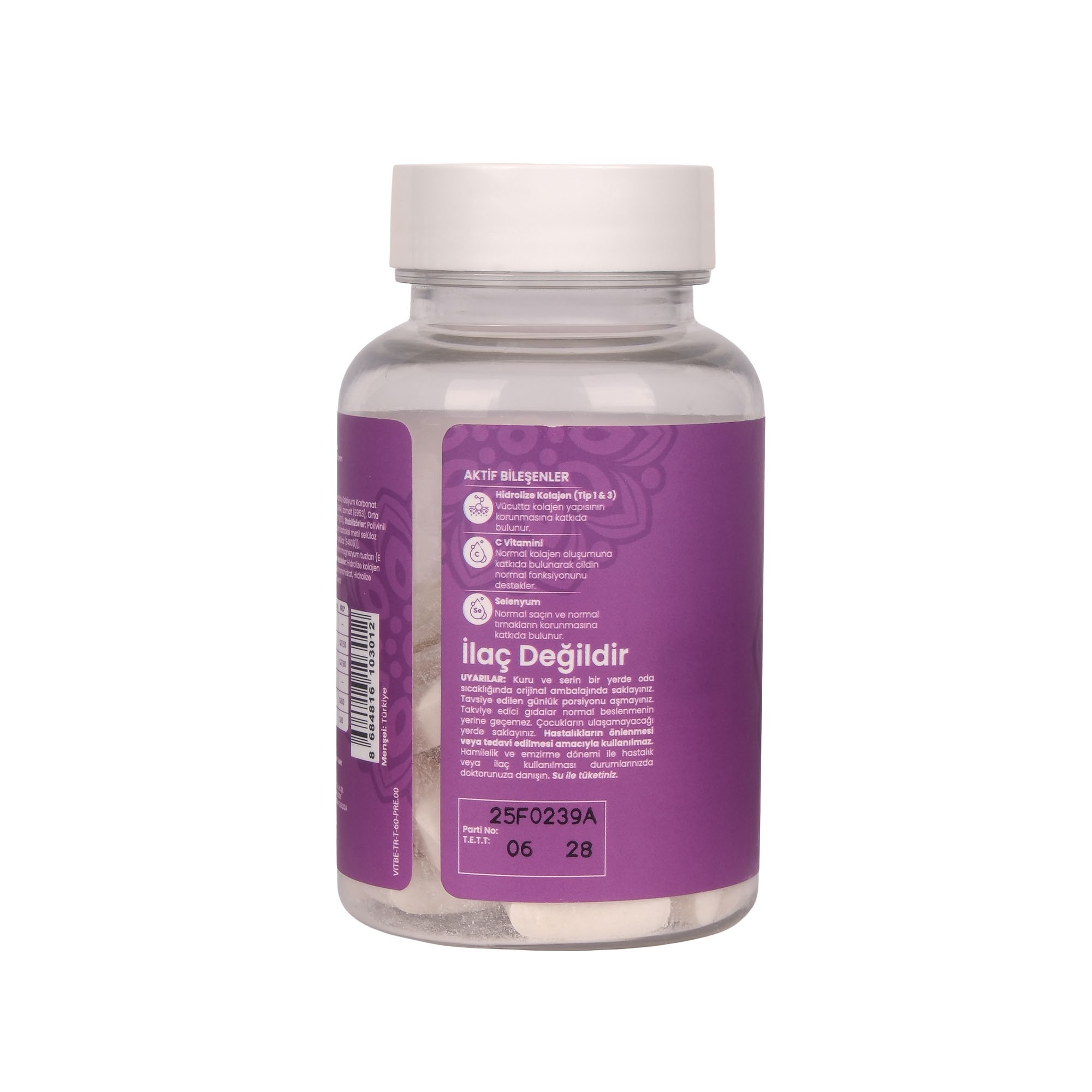 Beauty Collagen Tip 1, Tip 2, Tip 3, Vitamin C, Selenyum, Biotin İçeren Takviye Edici 60 Tablet