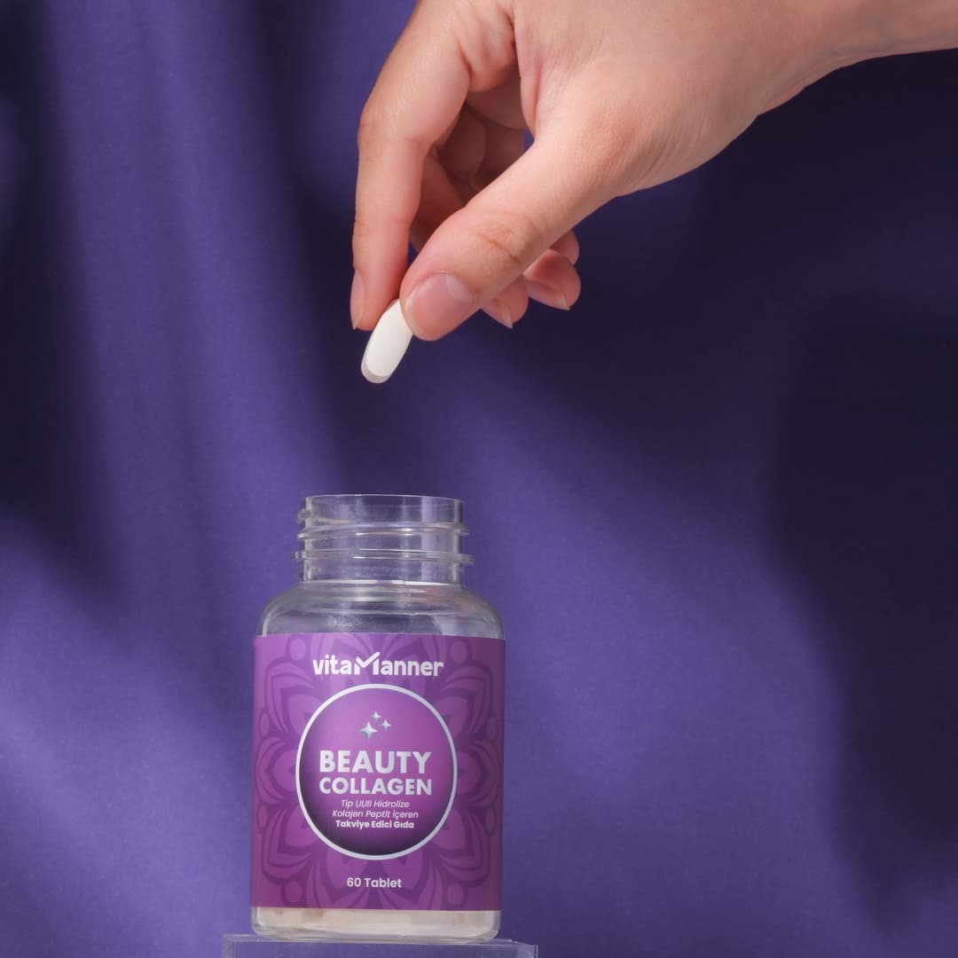 Beauty Collagen şişesi ve tablet