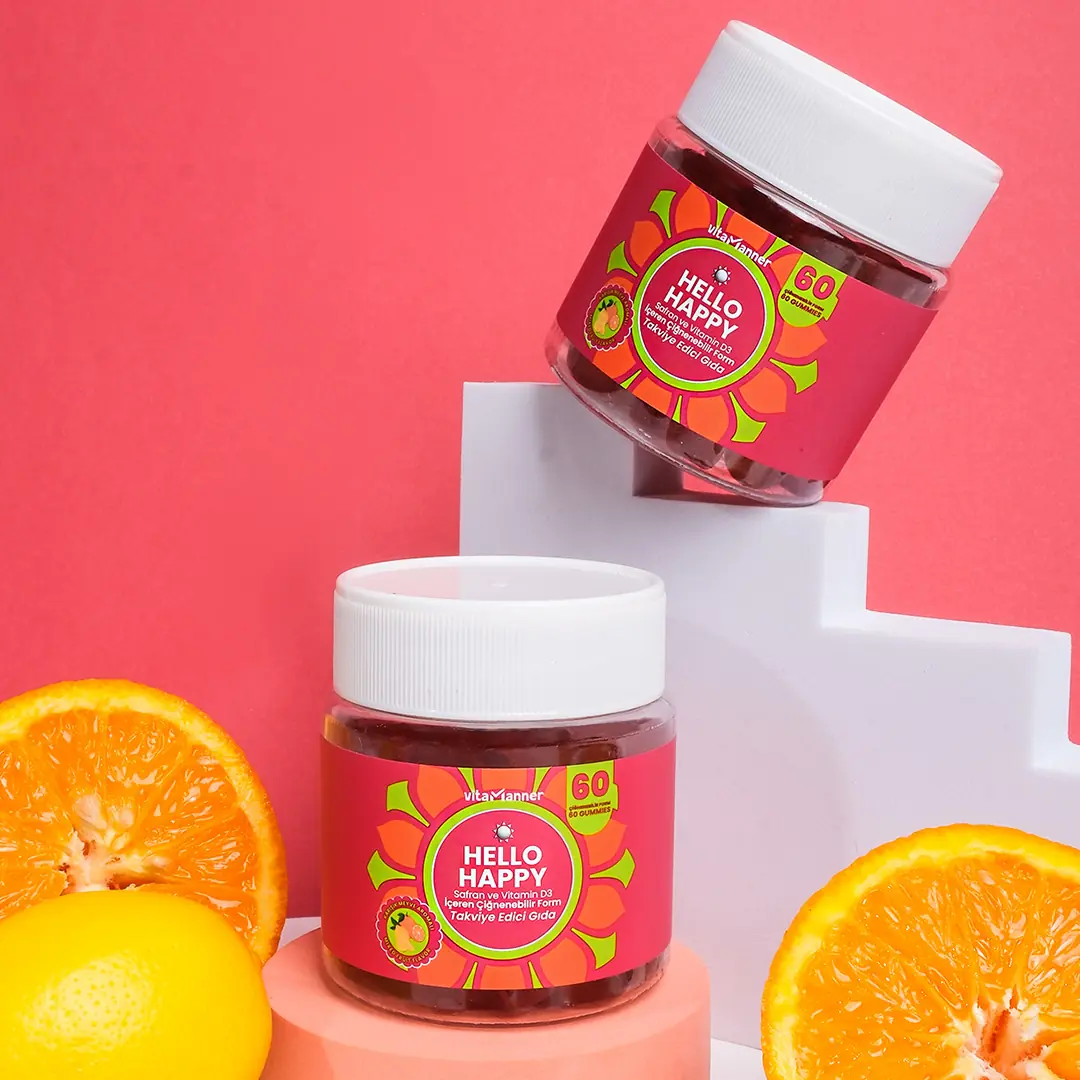 Safran çiçeği ve Hello Happy şişesi