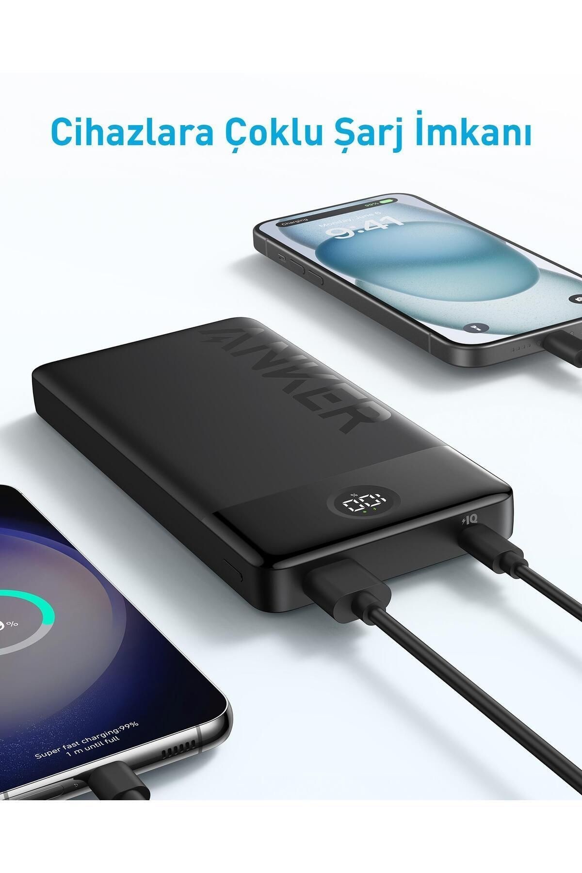 ANKER 326 20000 Mah Taşınabilir Hızlı Şarj Cihazı - Usb-c - 15w 2 Çıkışlı Powerbank - Siyah