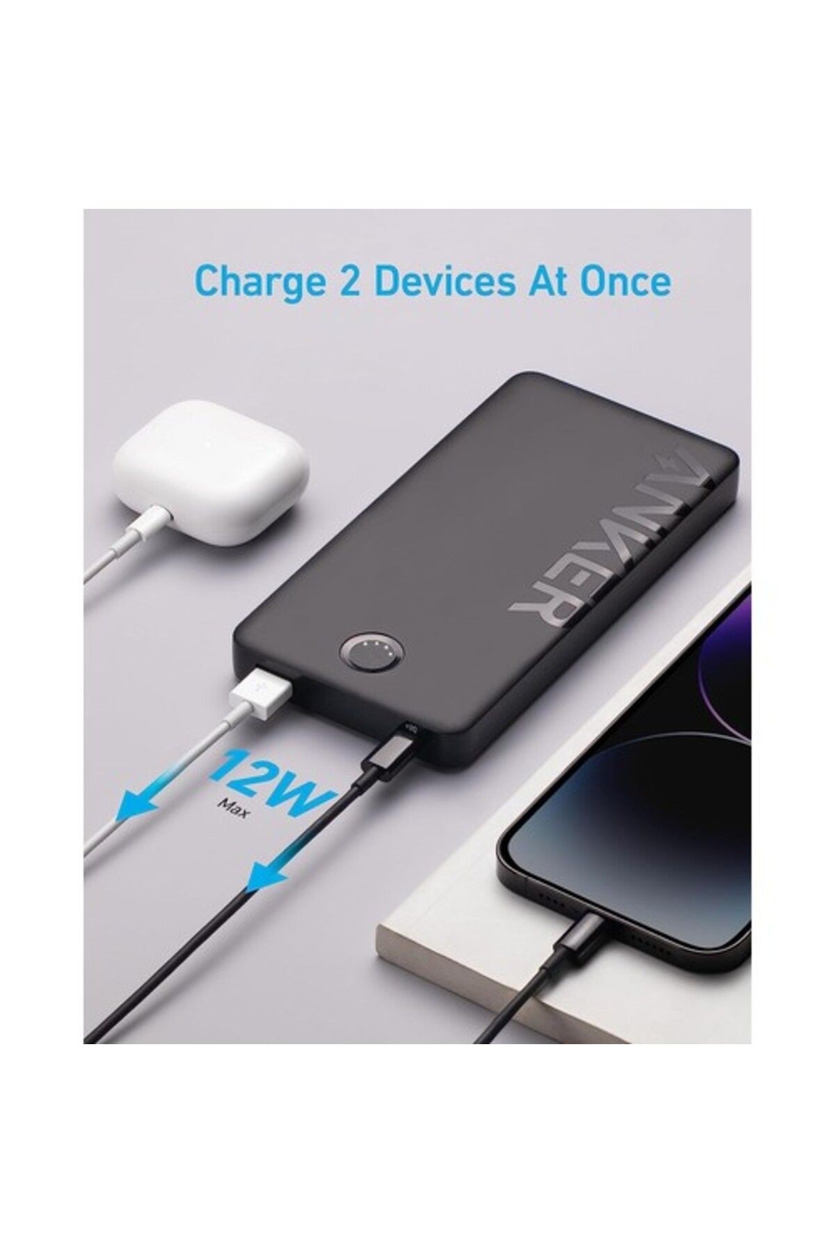 323 Powerbank 10000mah - Powercore 10k Iı Taşınabilir Hızlı Şarj Cihazı - 12w - Siyah - A1334