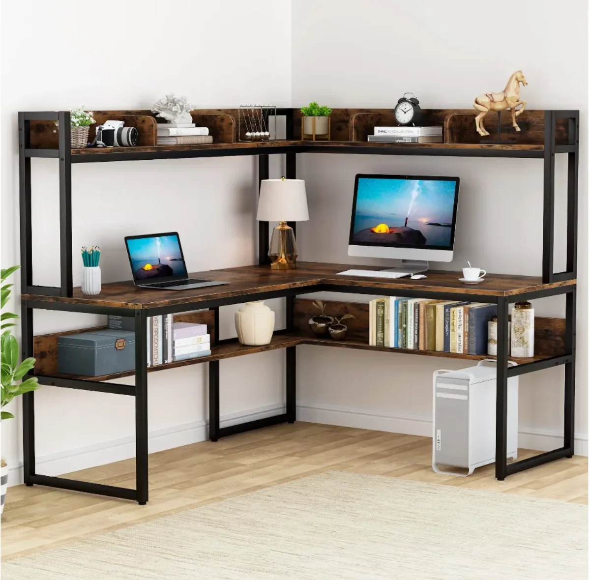Zizuva Berlin L Model Ceviz Çalışma Masası | CM5108