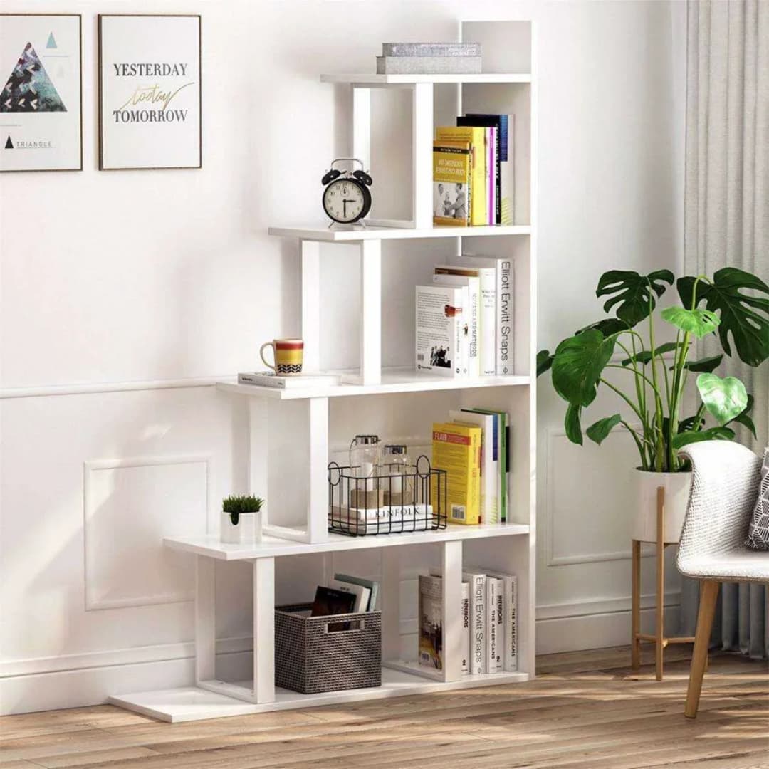 Zizuva Verona Beyaz Dekoratif Köşe Kitaplık | TK100836