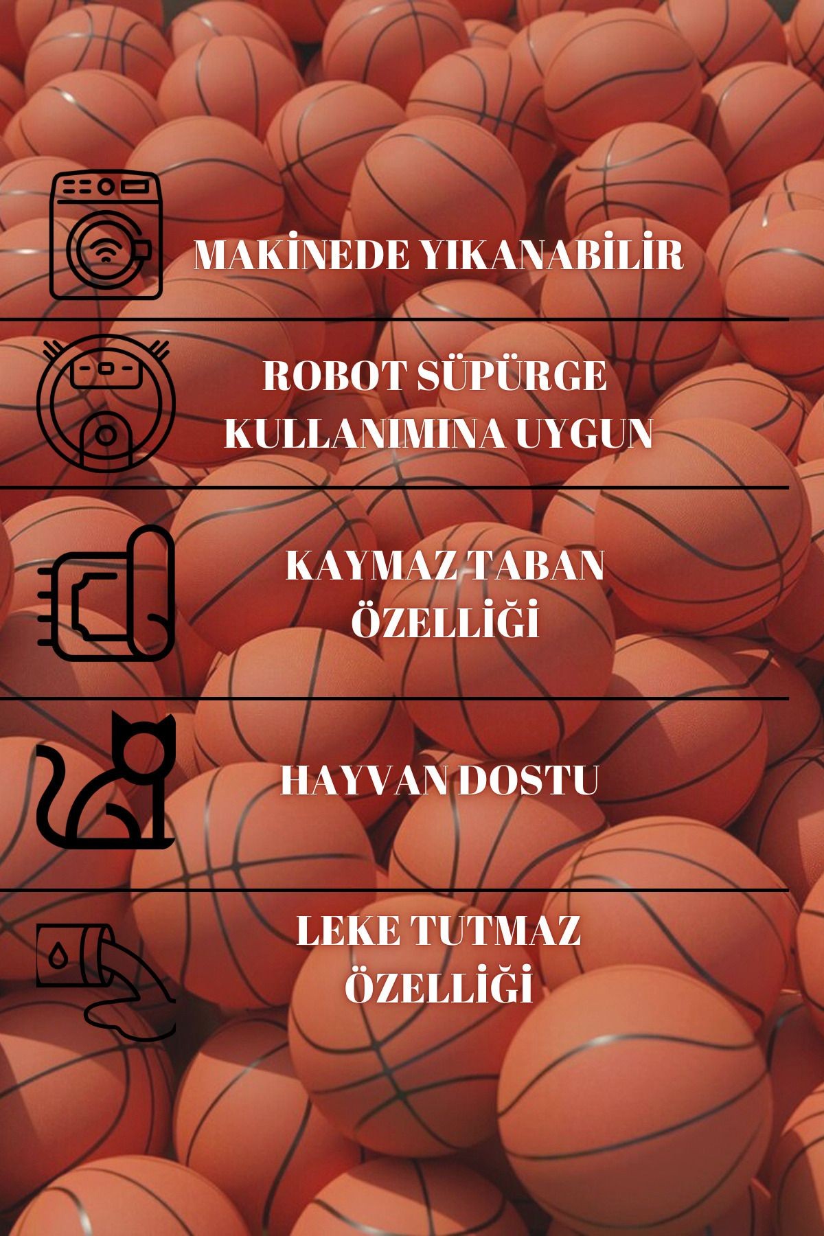 Dijital Baskılı Mor Tonlu Basketbol Temalı Makinada Yıkanabilir Genç Odası Salon ve Yolluk Halısı