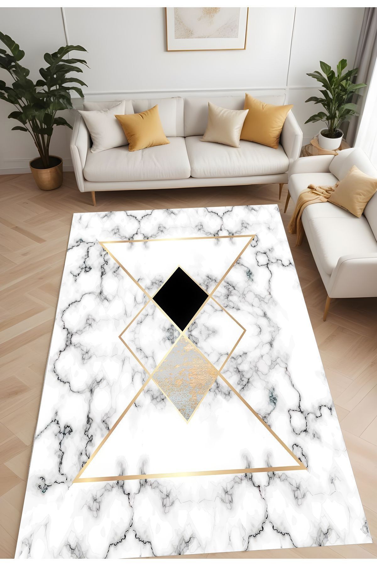 Dijital Baskı Mermer Desen Modern Dekoratif Makinada Yıkanabilir Salon Mutfak ve Yolluk Halısı