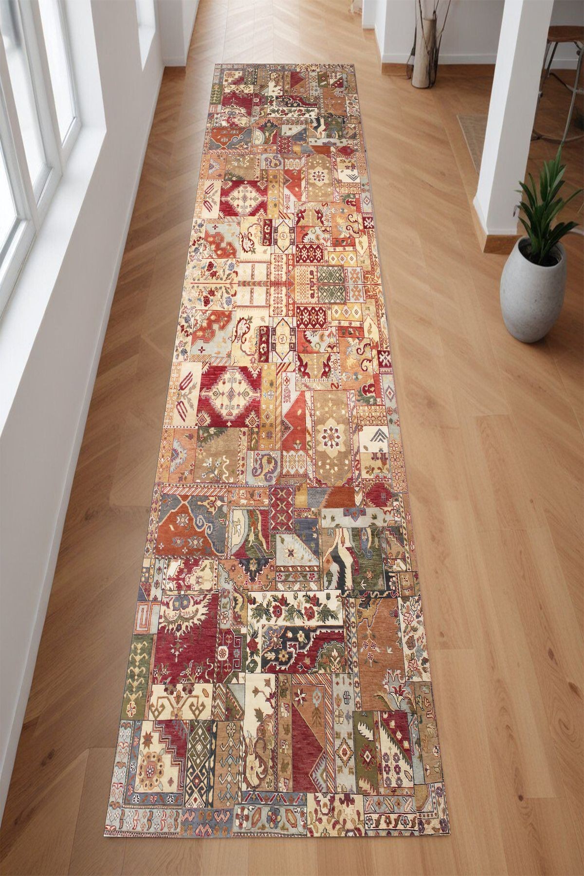 Dijital Baskı Kilim Patchwork Klasik Kaymaz Taban Makinada Yıkanabilir Salon ve Yolluk Halısı