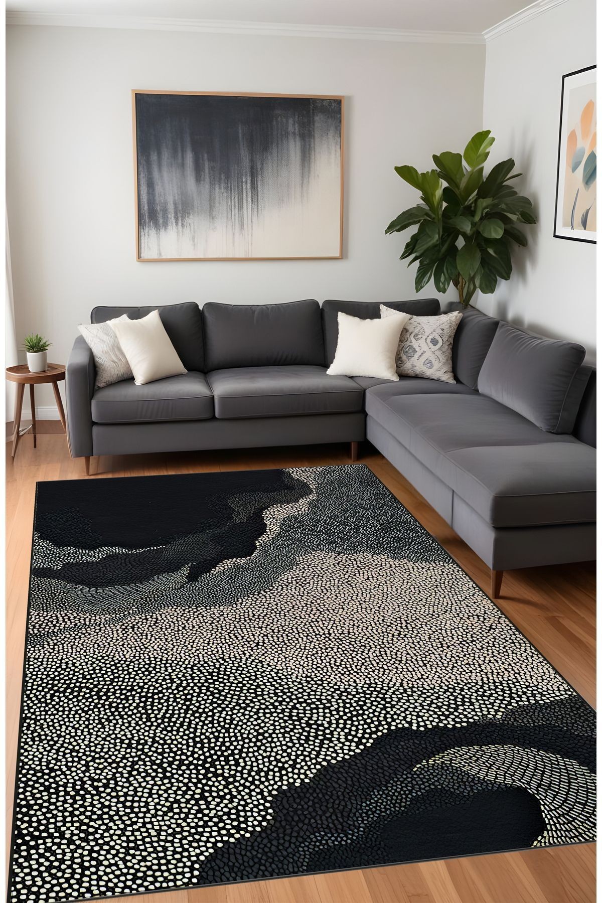 Dijital Baskı Su Desen Renk Geçişli Modern Dekoratif Makinada Yıkanabilir Salon Halısı Yolluk Halısı