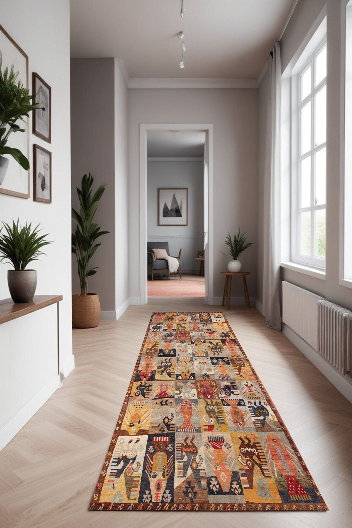 Dijital Baskı Kilim Patchwork Klasik Kaymaz Taban Makinada Yıkanabilir Salon ve Yolluk Halısı