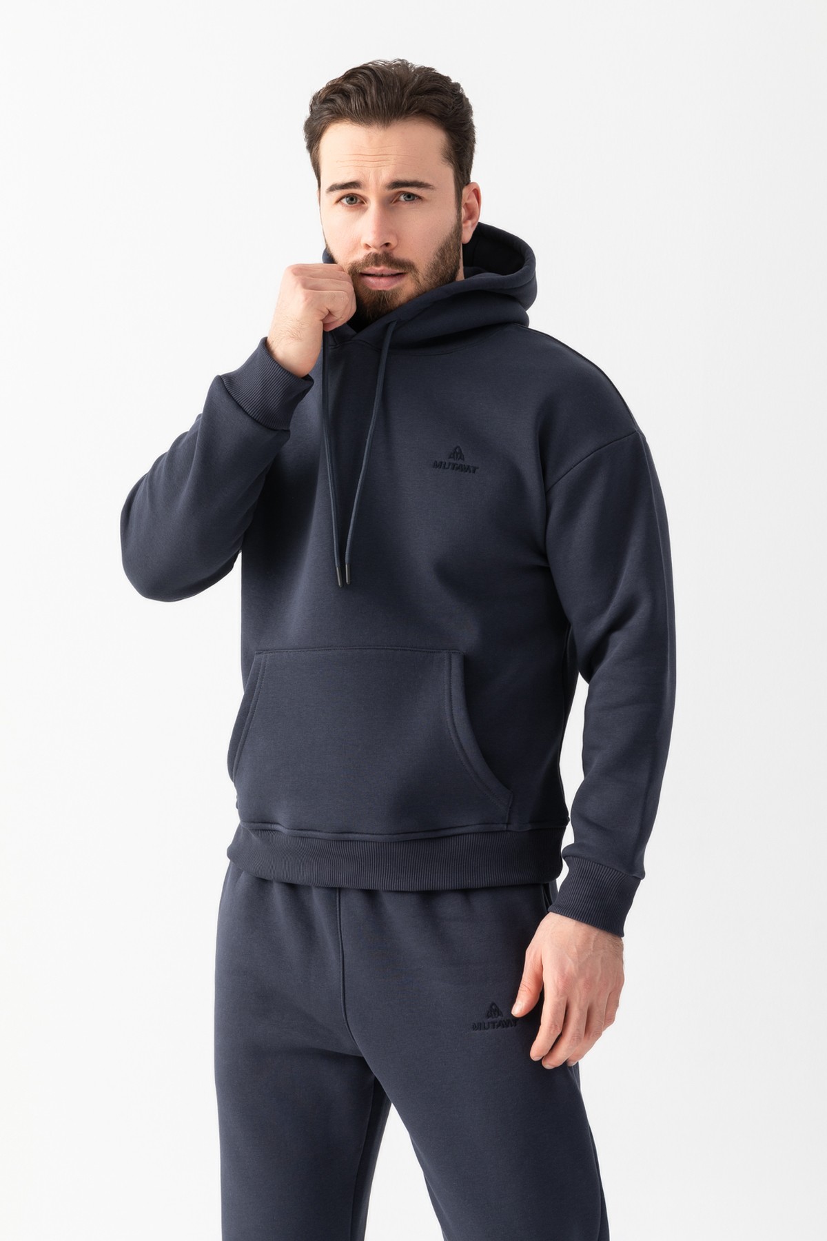 Mutant Peak Oversize Kapüşonlu Nakışlı Sweatshirt Füme