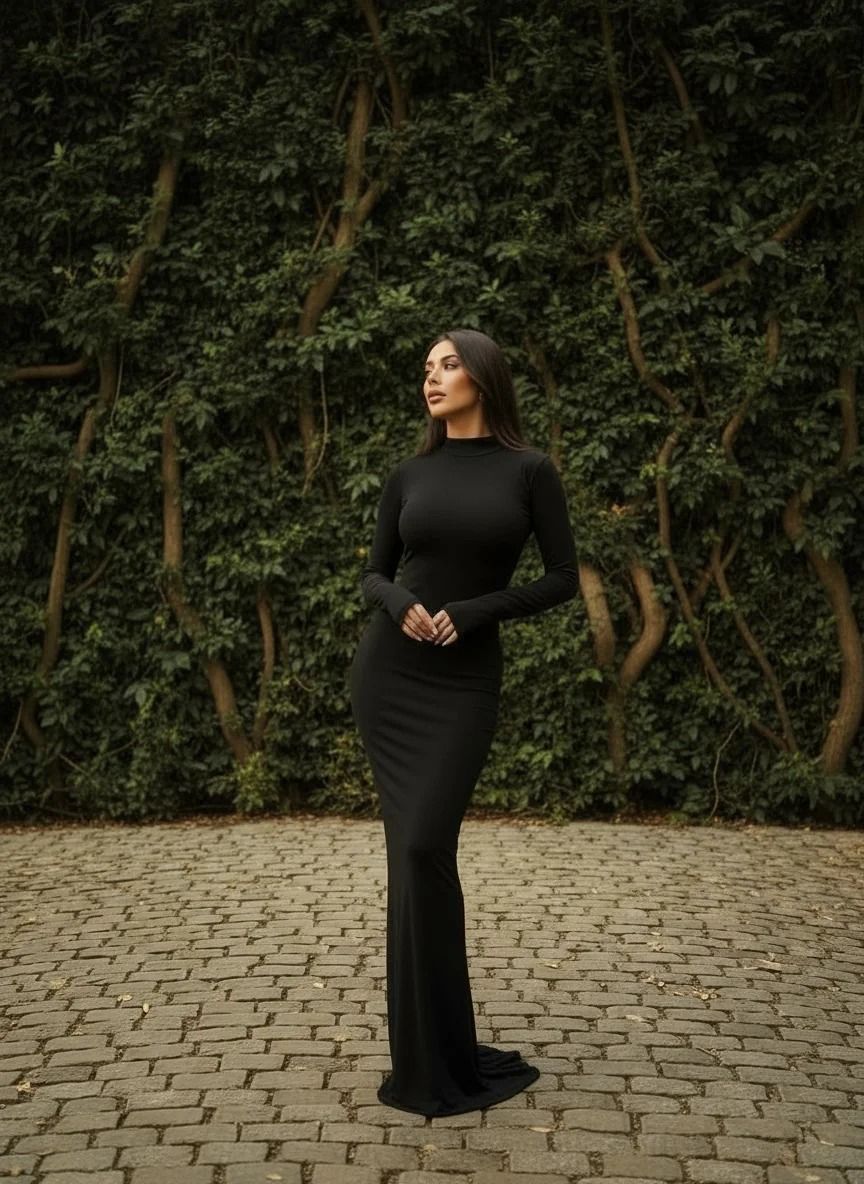 Dijital baskı mikro kumaş maxi elbise