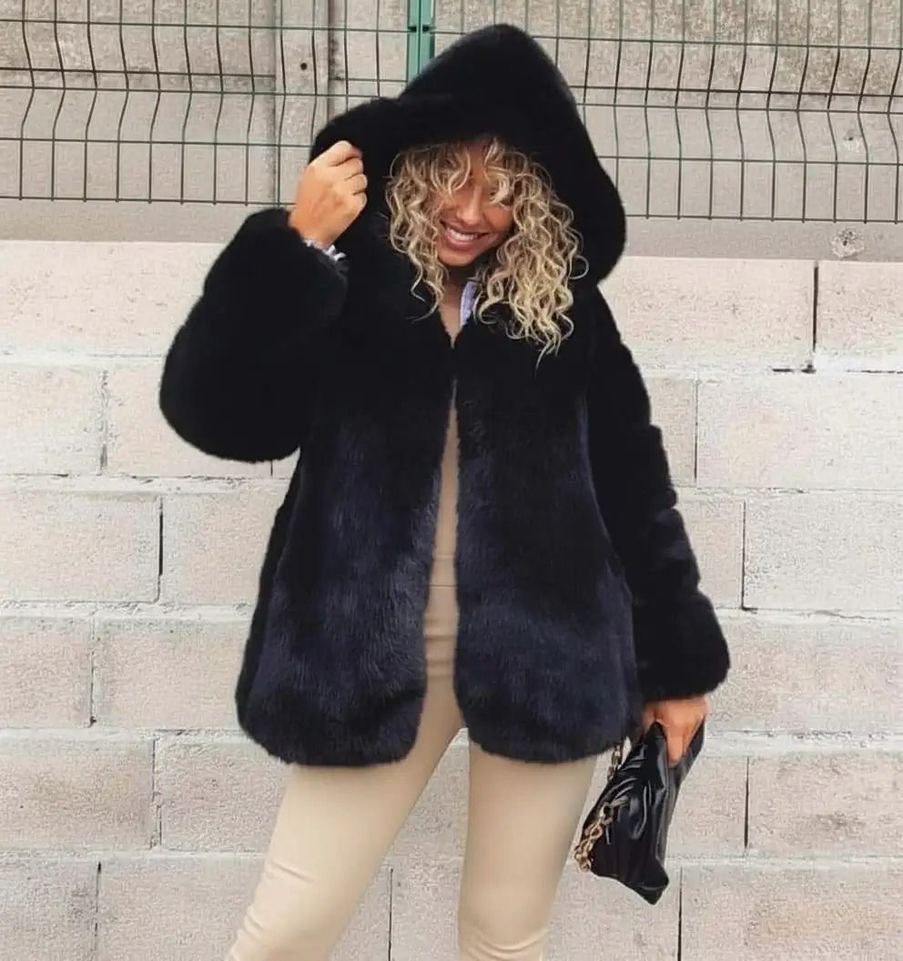 İTHAL LOLİTA KUMAŞ TASARIM İÇİ ASTARLI KAPŞONLU KÜRK