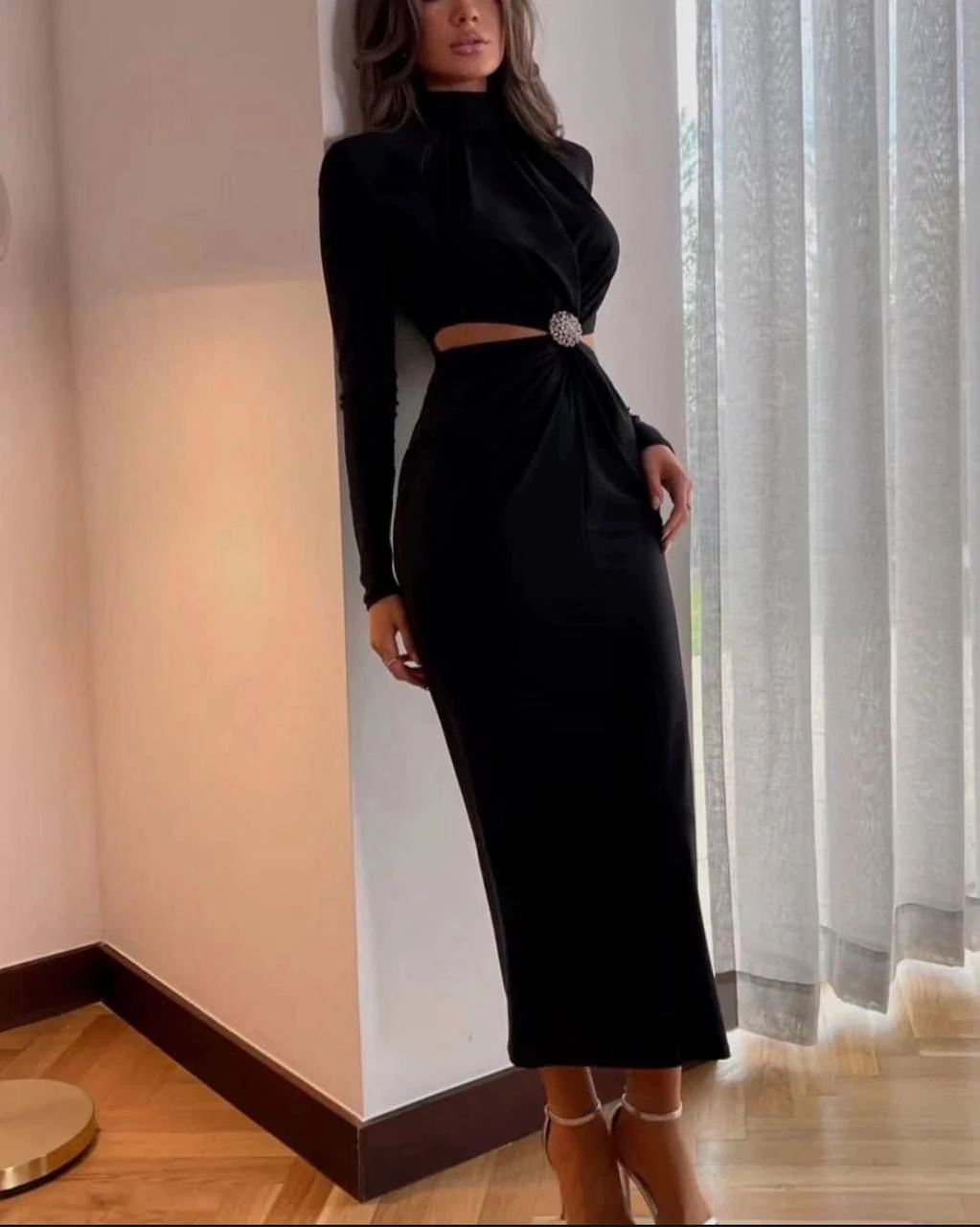 Zirkonyum taşlı Çelik broş detay elbise