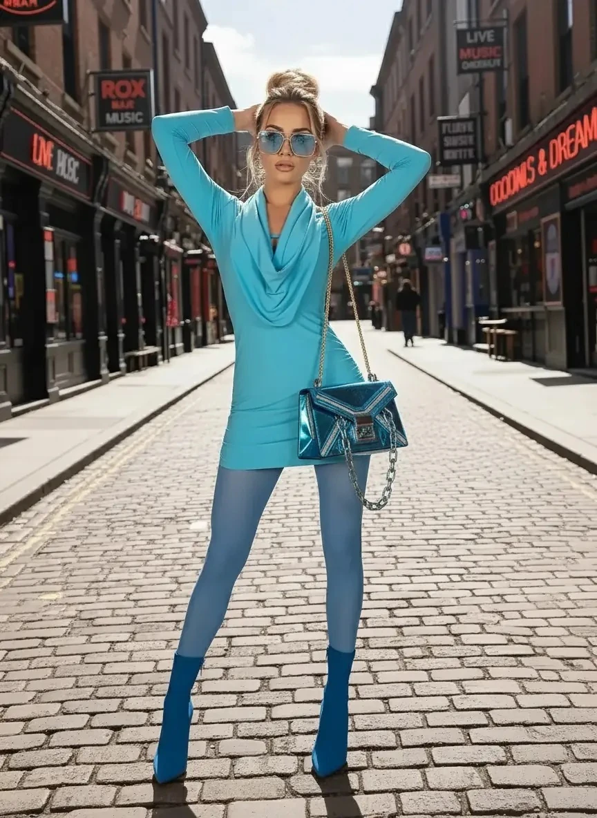 Degaje yaka mini elbise