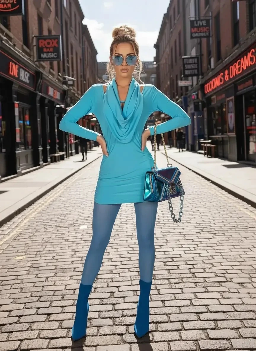 Degaje yaka mini elbise