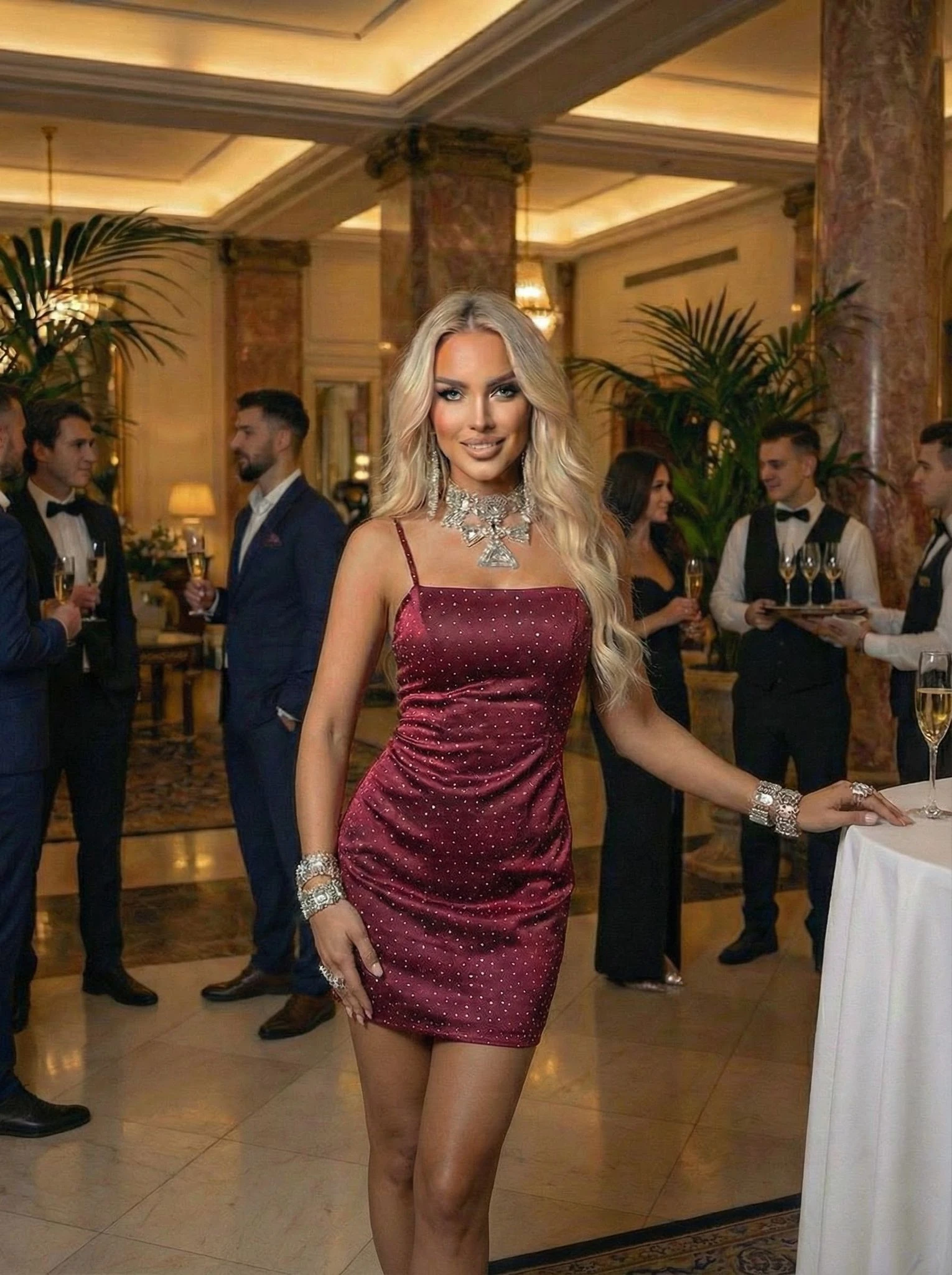 Zara saten kumaş mini  kiloş elbise - Bordo