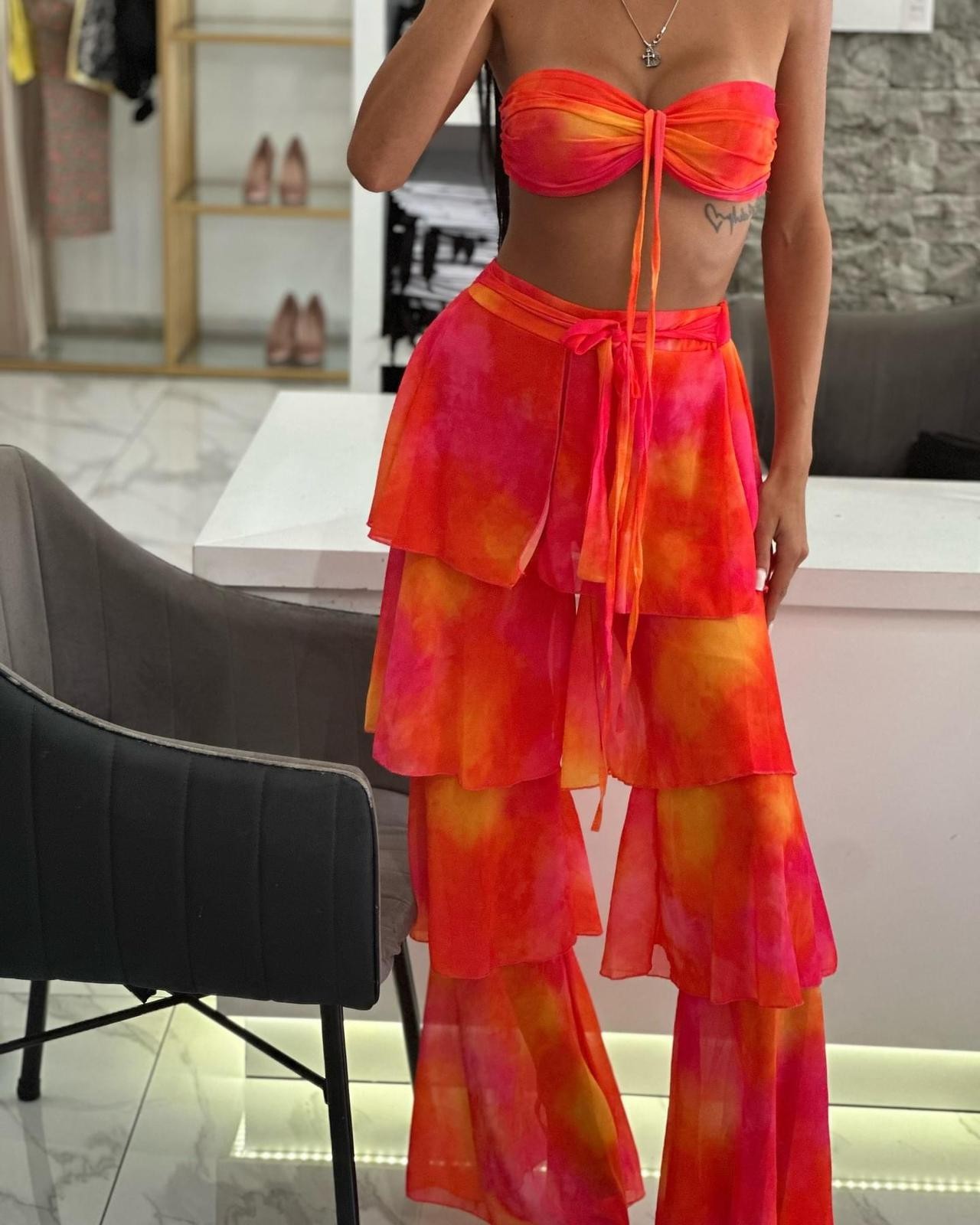 Pantolon Crop ikili takım