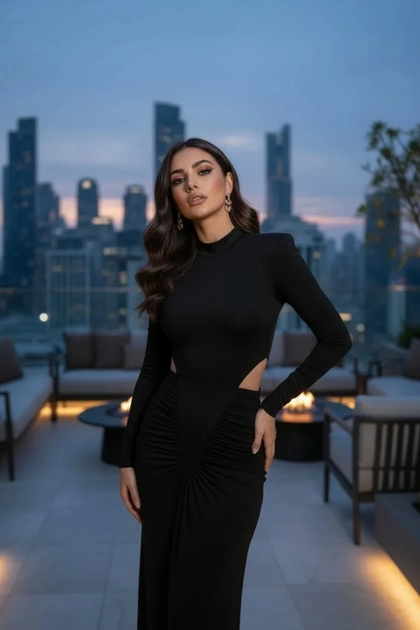 Mikro kumaş maxi boy elbise