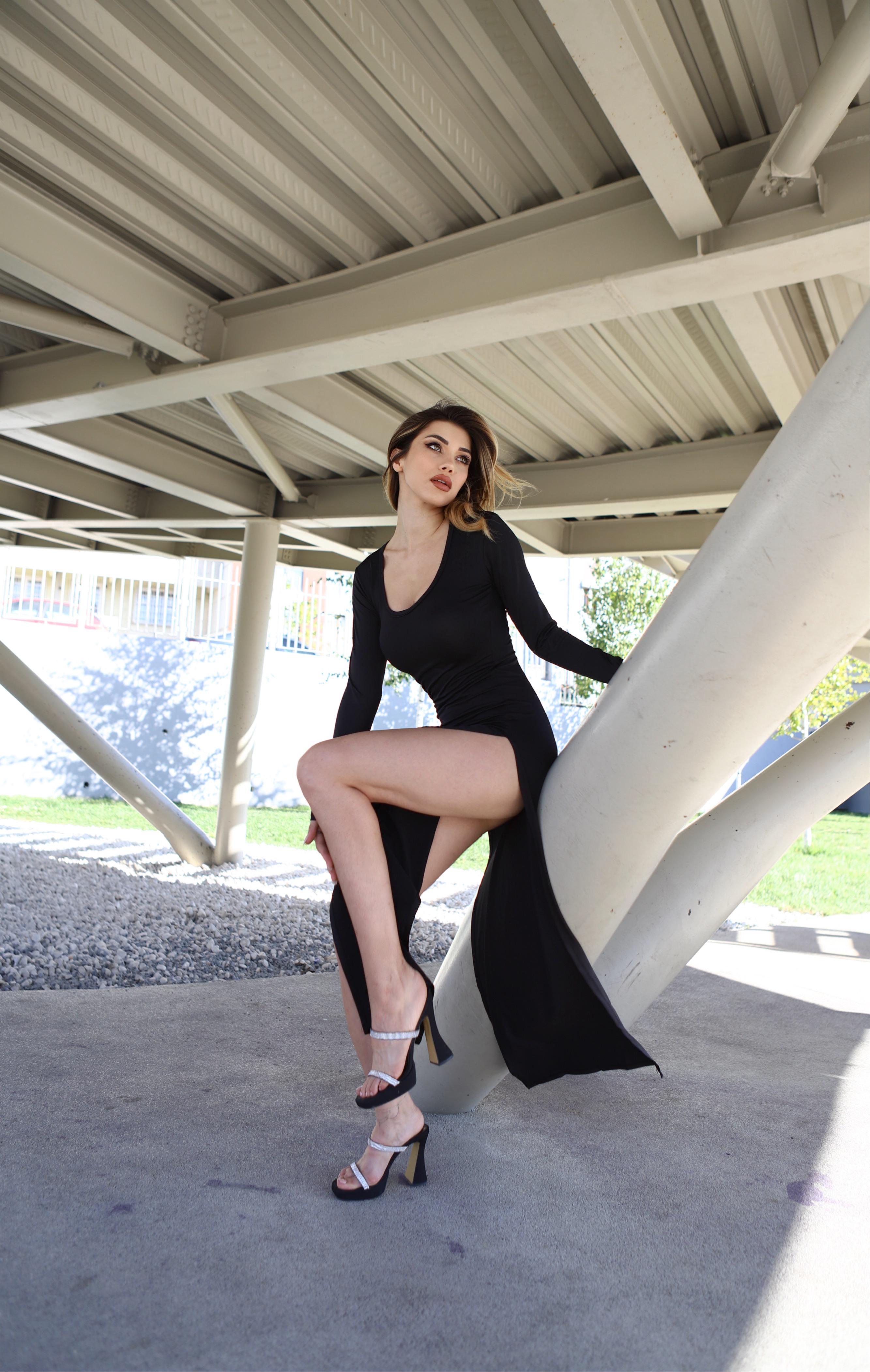 Çift Yırtmaçlı Maxi Boy Elbise