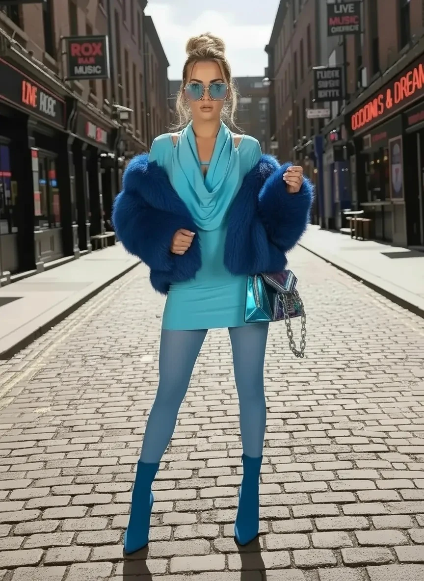 Degaje yaka mini elbise