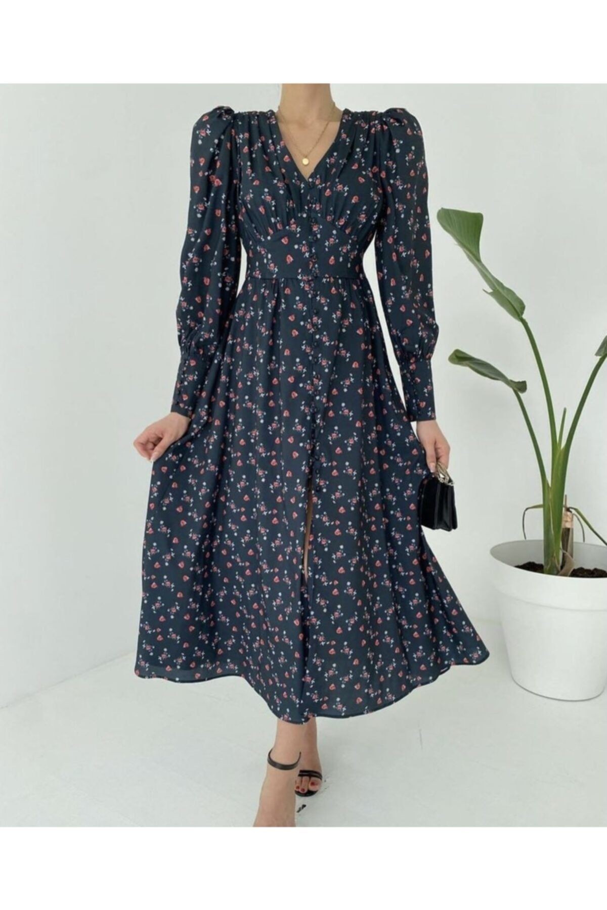 Saten Midi Elbise