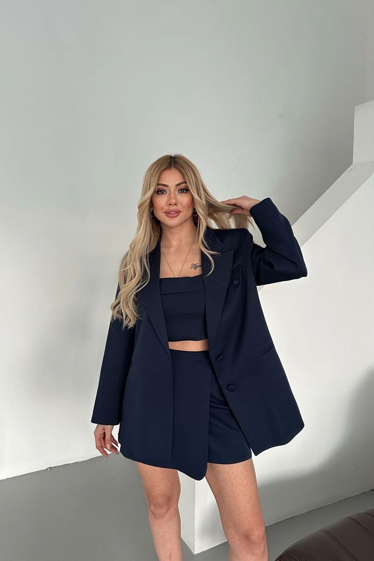 Kadın Blazer Ceket Büstiyer Etek Takım