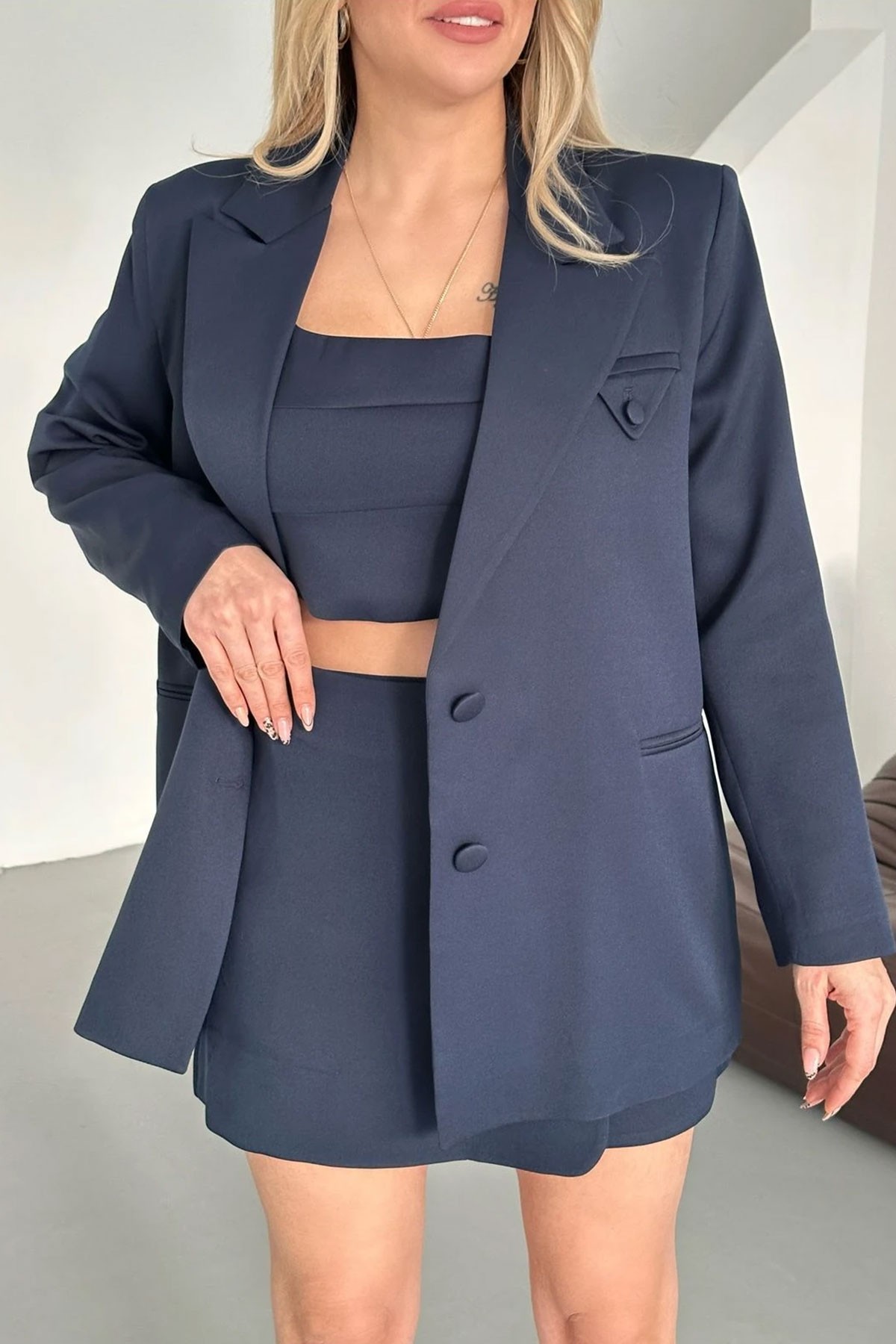 Kadın Blazer Ceket Büstiyer Etek Takım