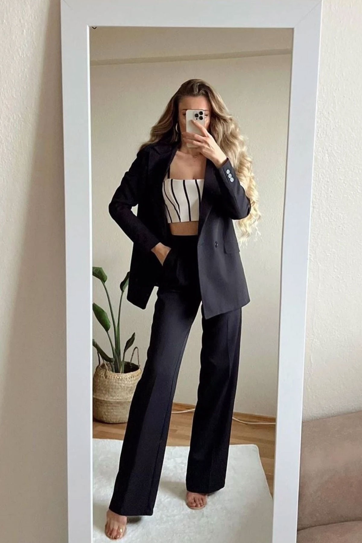 Kadın Siyah Blazer Ceket Pantolon Takım