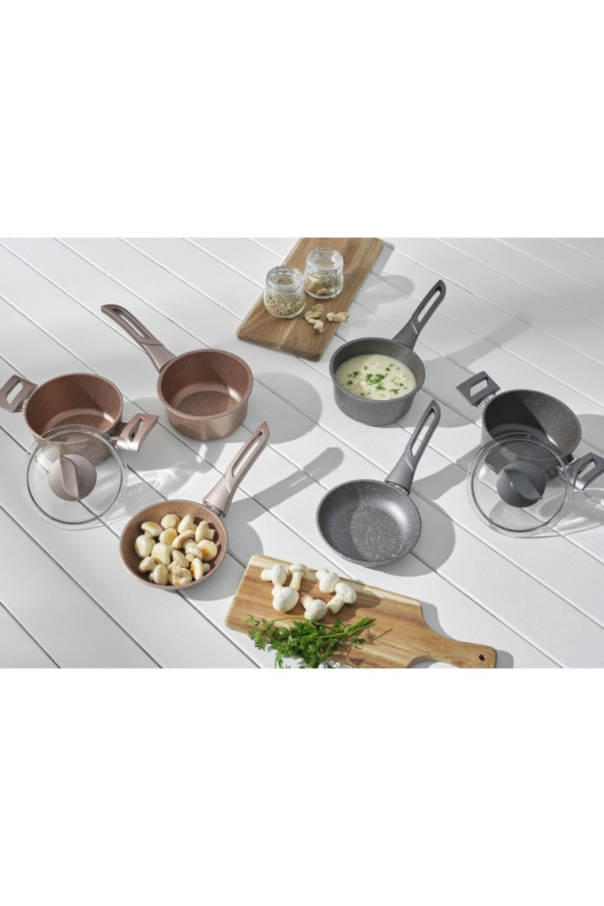 Pinky Gri 4 Parça Granit Mini Set