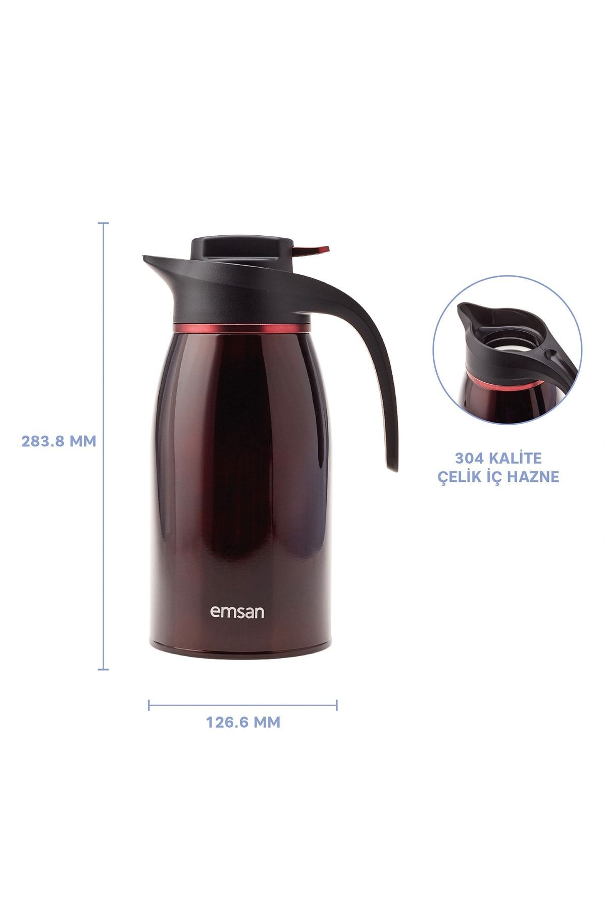 Gama 12 Saat Sıcak ve Soğuk Tutan Çelik Termos Bordo 2 Litre