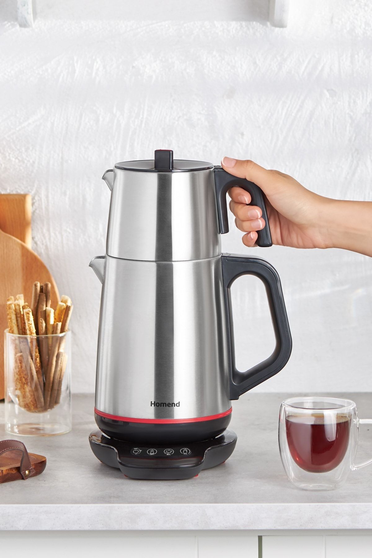 Royaltea 1708H Paslanmaz Çelik Konuşan Çay Makinesi Inox-Siyah 1800 W