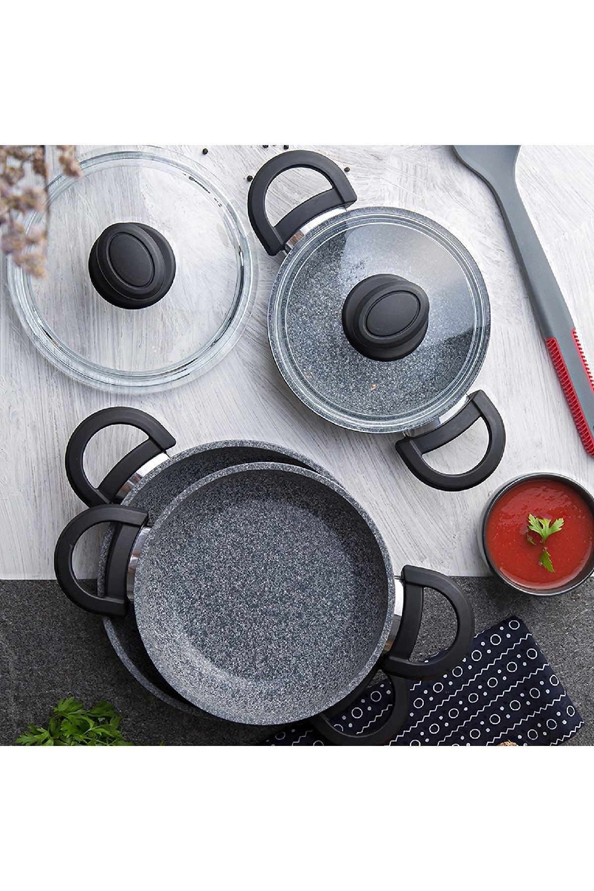 TitanGranit Gri 6 Parça Sahan Set