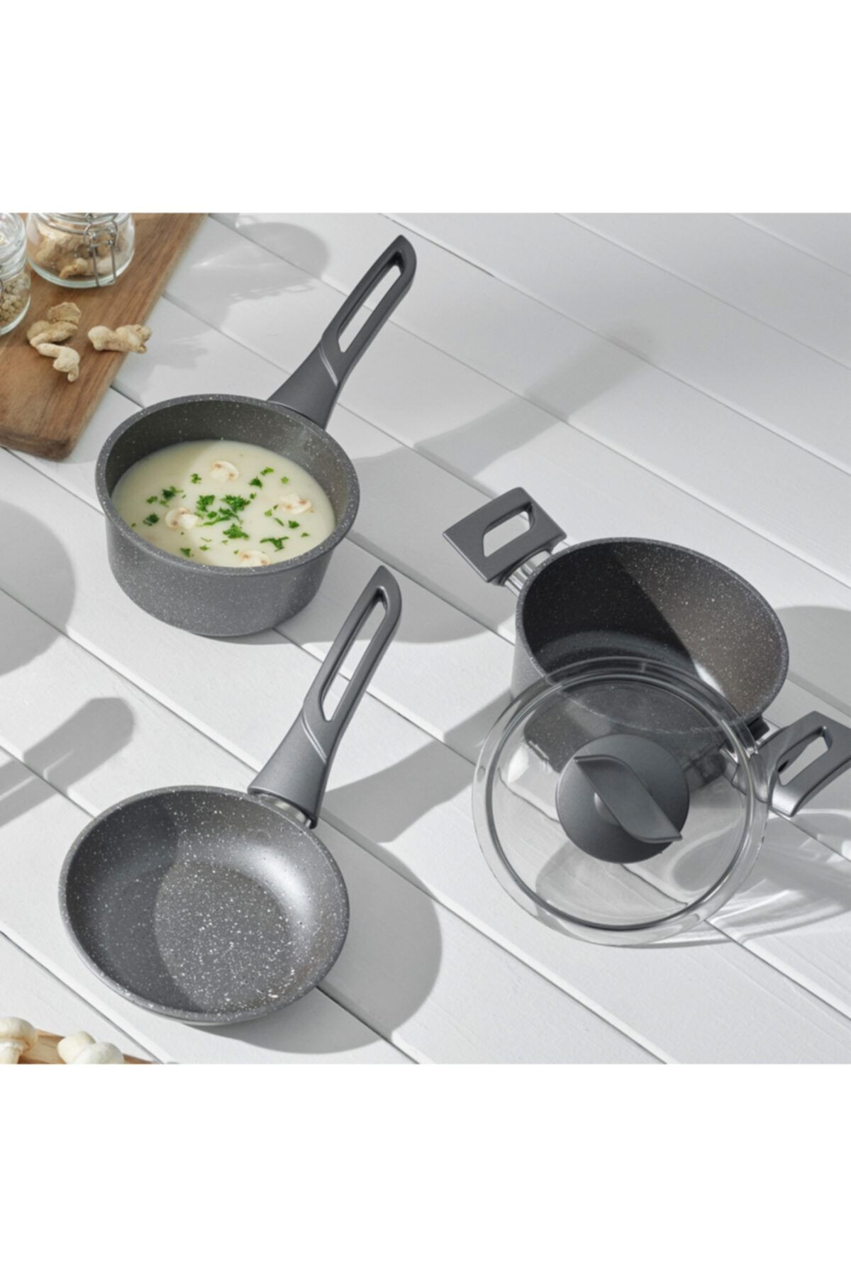 Pinky Gri 4 Parça Granit Mini Set