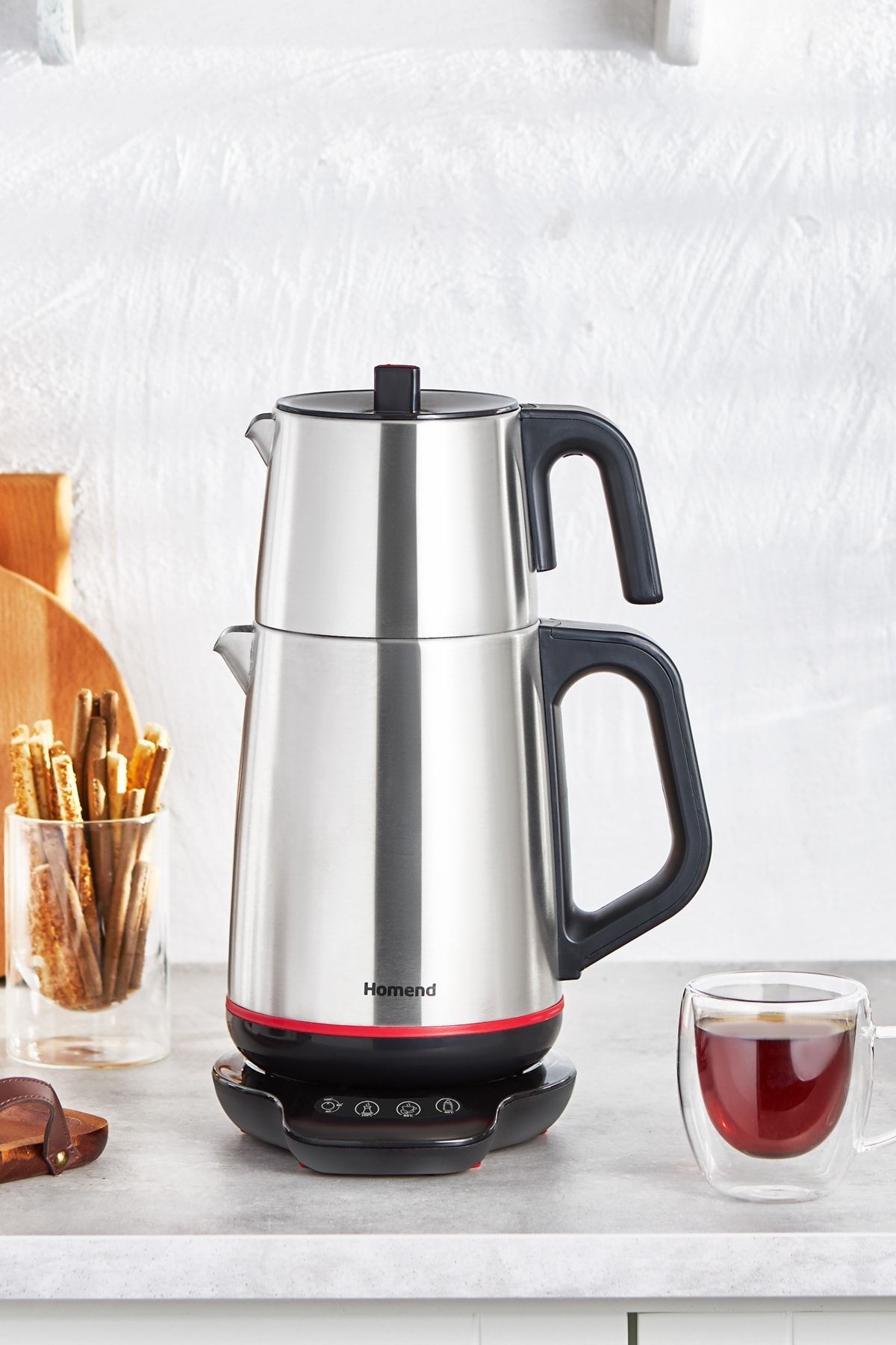 Royaltea 1708H Paslanmaz Çelik Konuşan Çay Makinesi Inox-Siyah 1800 W