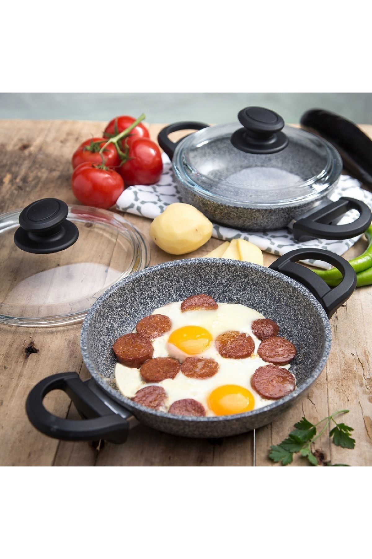 TitanGranit Gri 6 Parça Sahan Set