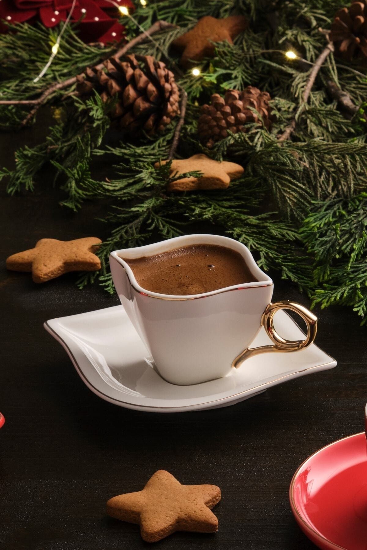 Sonsuz Aşk 2 Kişilik Kahve Fincan Takımı Beyaz Gold 100 ml