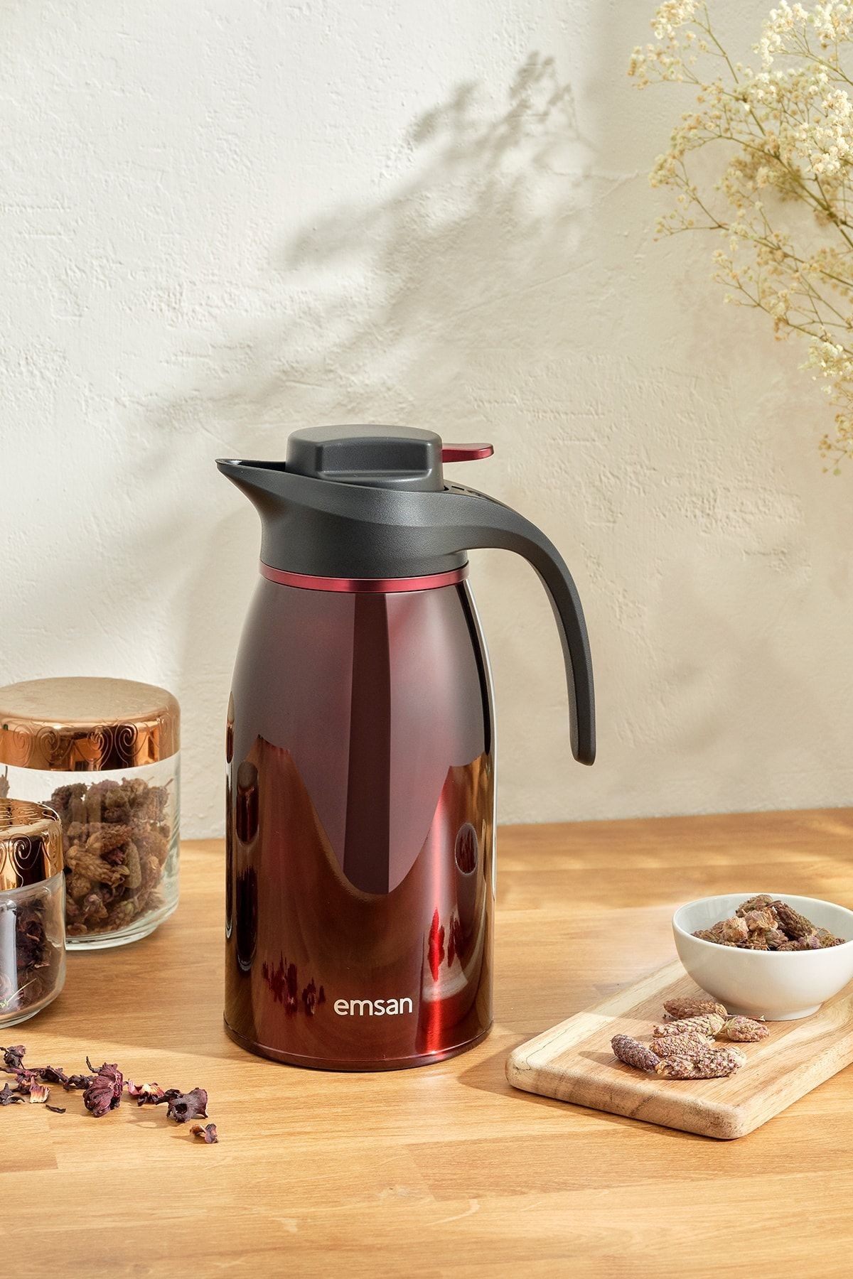 Gama 12 Saat Sıcak ve Soğuk Tutan Çelik Termos Bordo 2 Litre