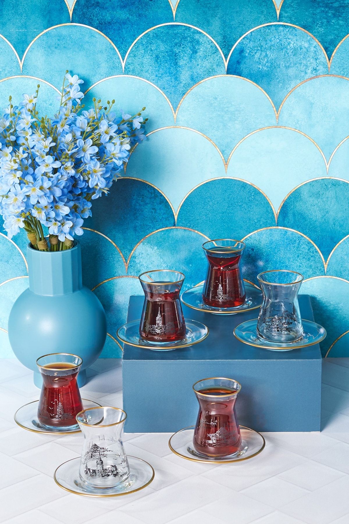 Istanbul Desen 12 Parça 6 Kişilik Çay Seti