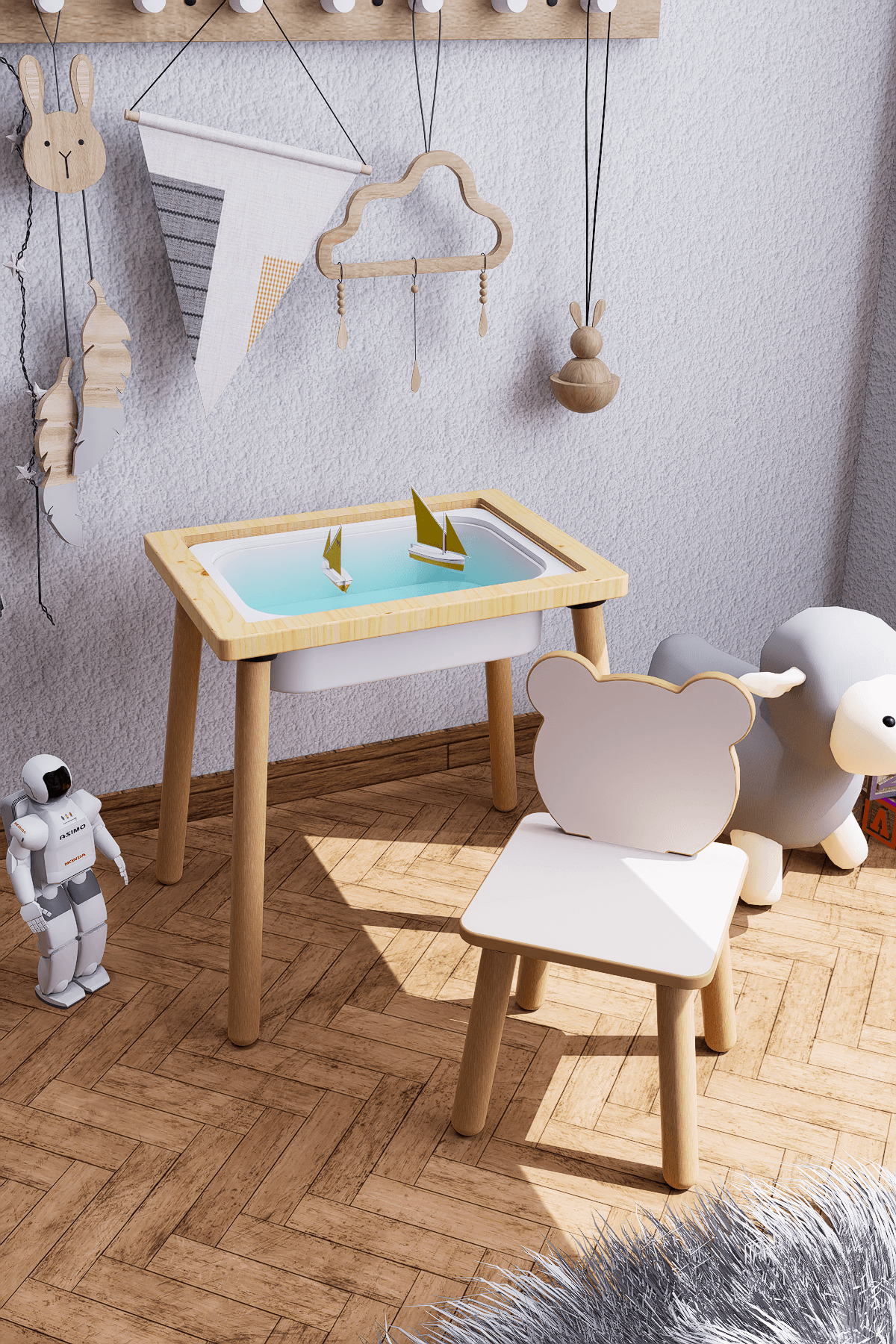 AHŞAP MİNİ AKTİVİTE MASASI - PANDA