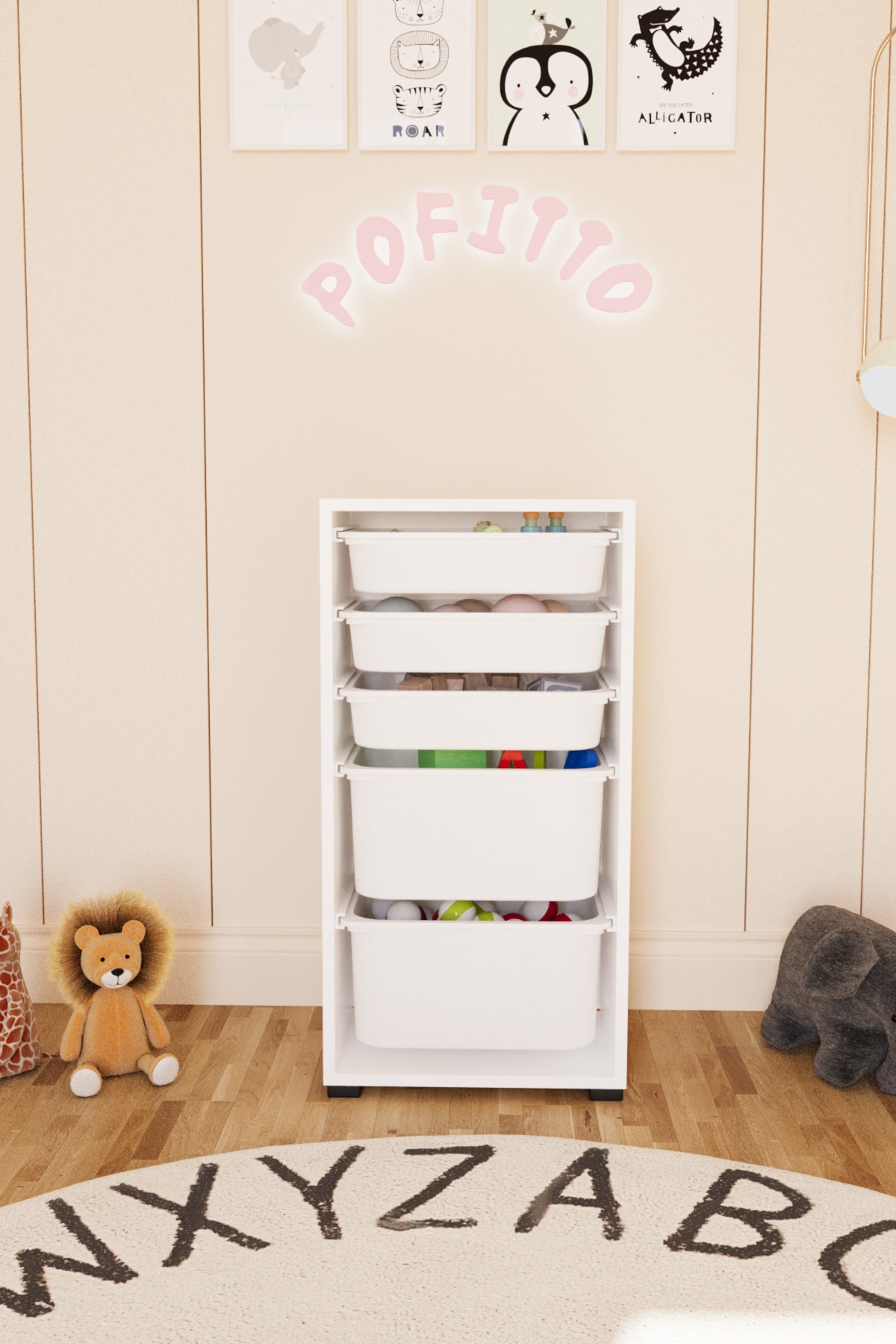 2 BÜYÜK 3 KÜÇÜK SEPET BEYAZ