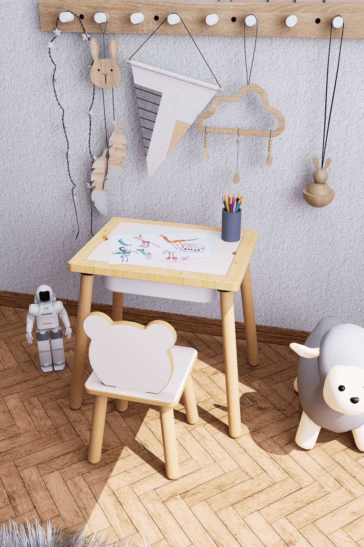 AHŞAP MİNİ AKTİVİTE MASASI