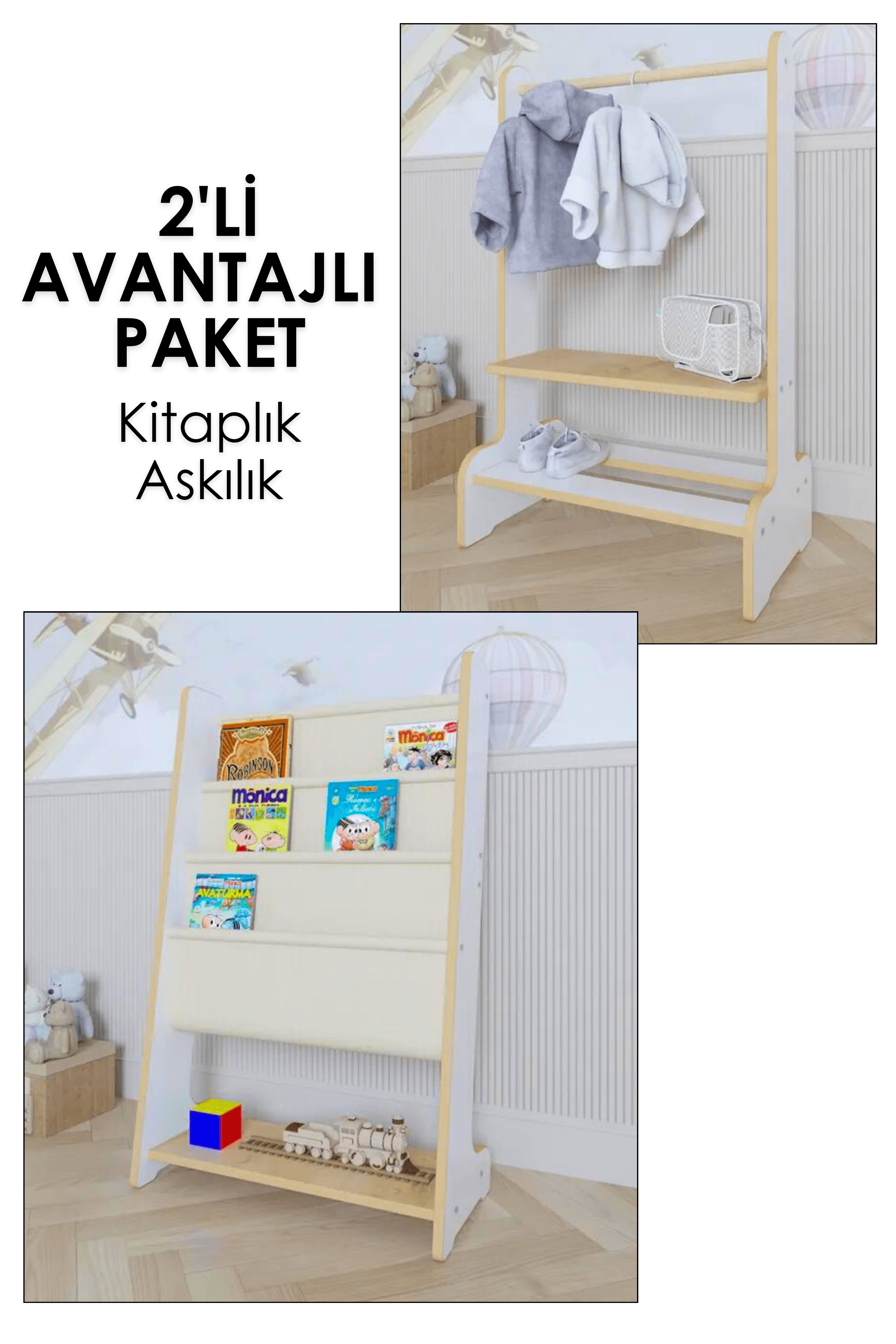 2'li Avantajlı Paket - Askılık&Ayakkabılık, Kitaplık