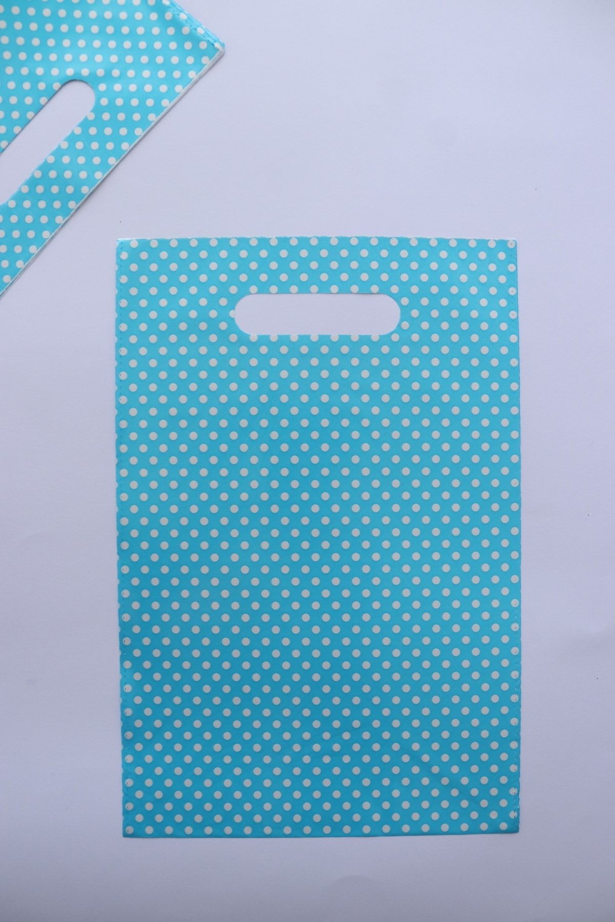 Poşet El Geçme Poşet Mavi-beyaz Puantiye 20x30 Cm 25 Adet Doğum Günü Nişan Alışveriş Hediye Poşet