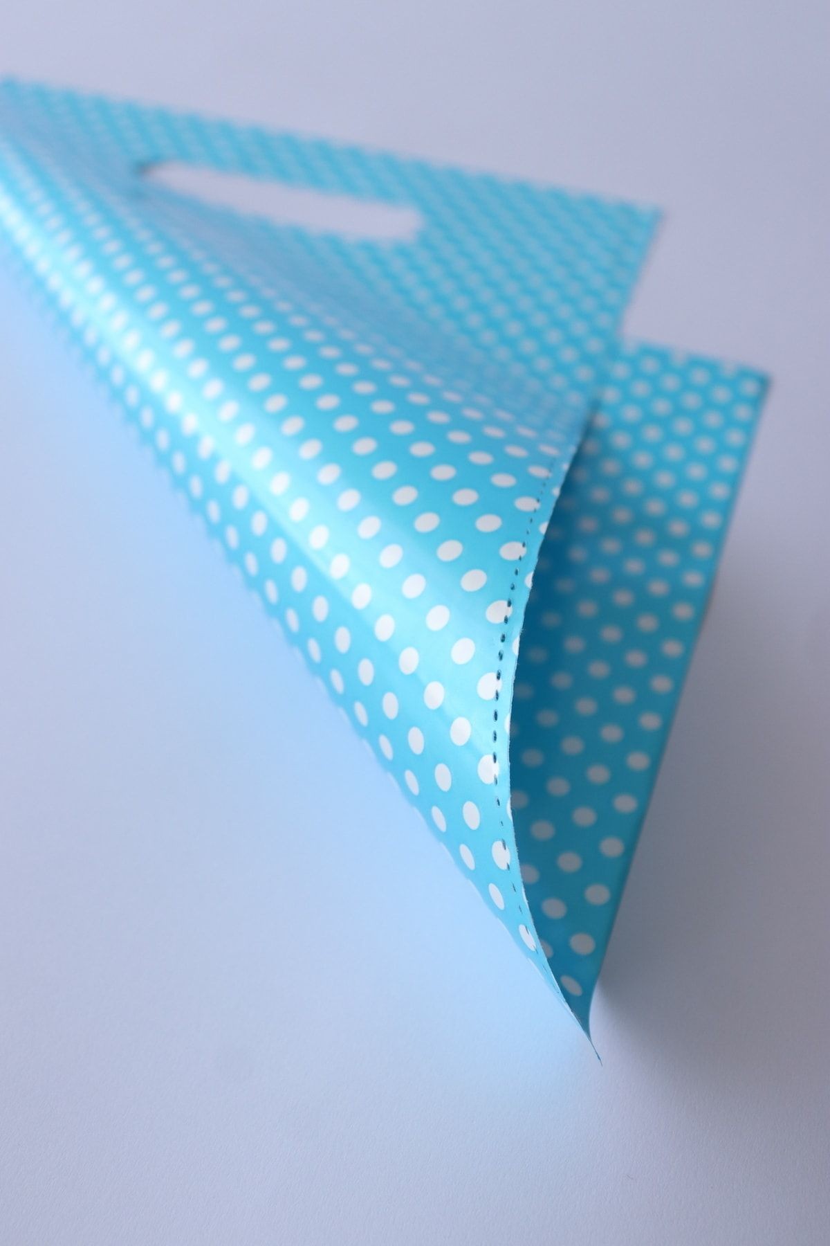 Poşet El Geçme Poşet Mavi-beyaz Puantiye 20x30 Cm 25 Adet Doğum Günü Nişan Alışveriş Hediye Poşet