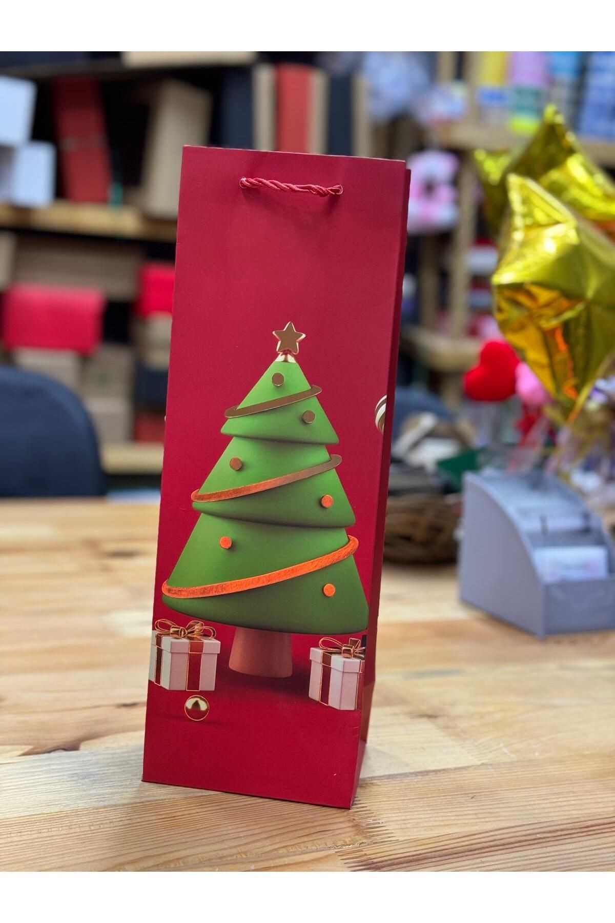 Şişe boy çanta 2 adet Noel yılbaşı çanta