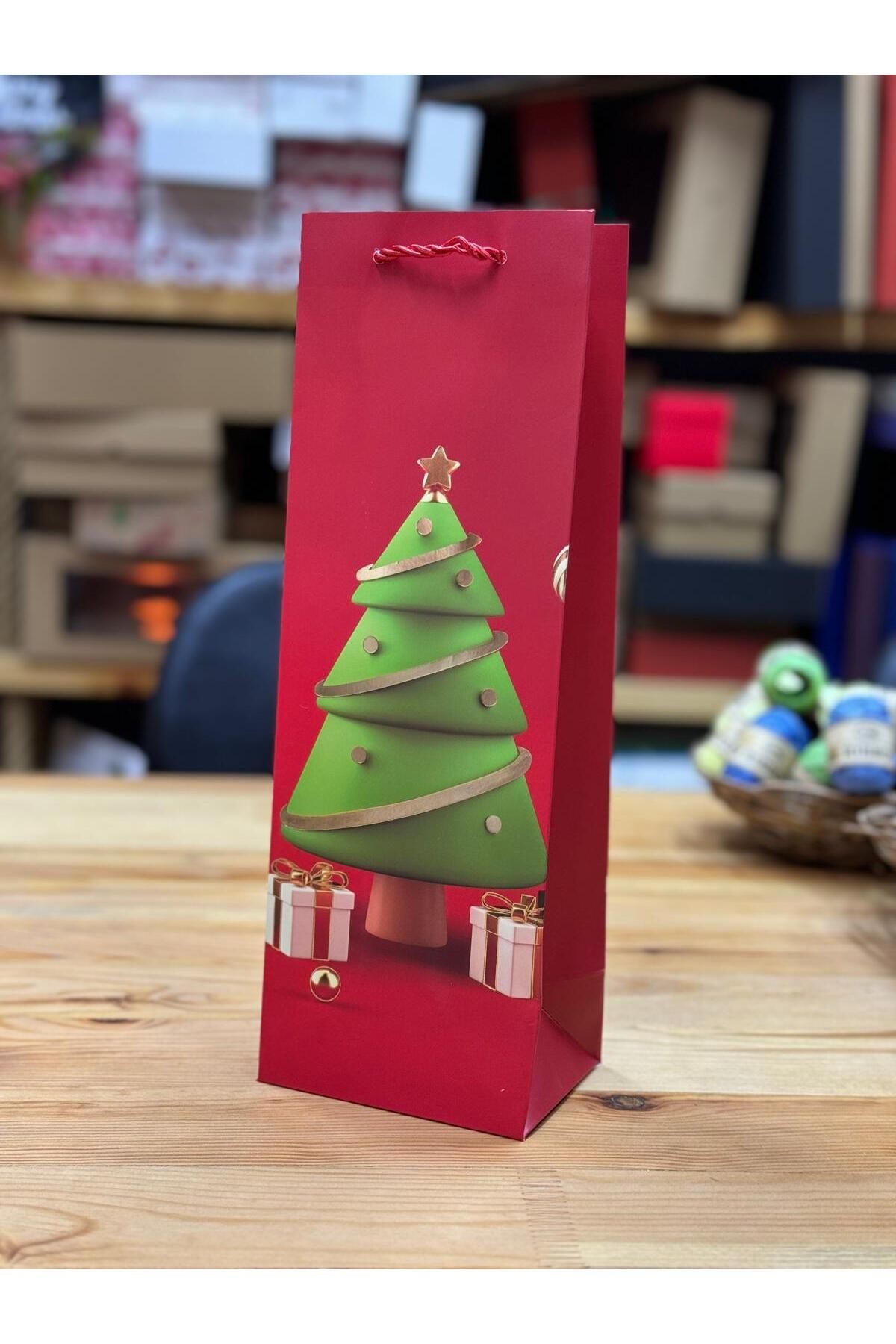 Şişe boy çanta 2 adet Noel yılbaşı çanta