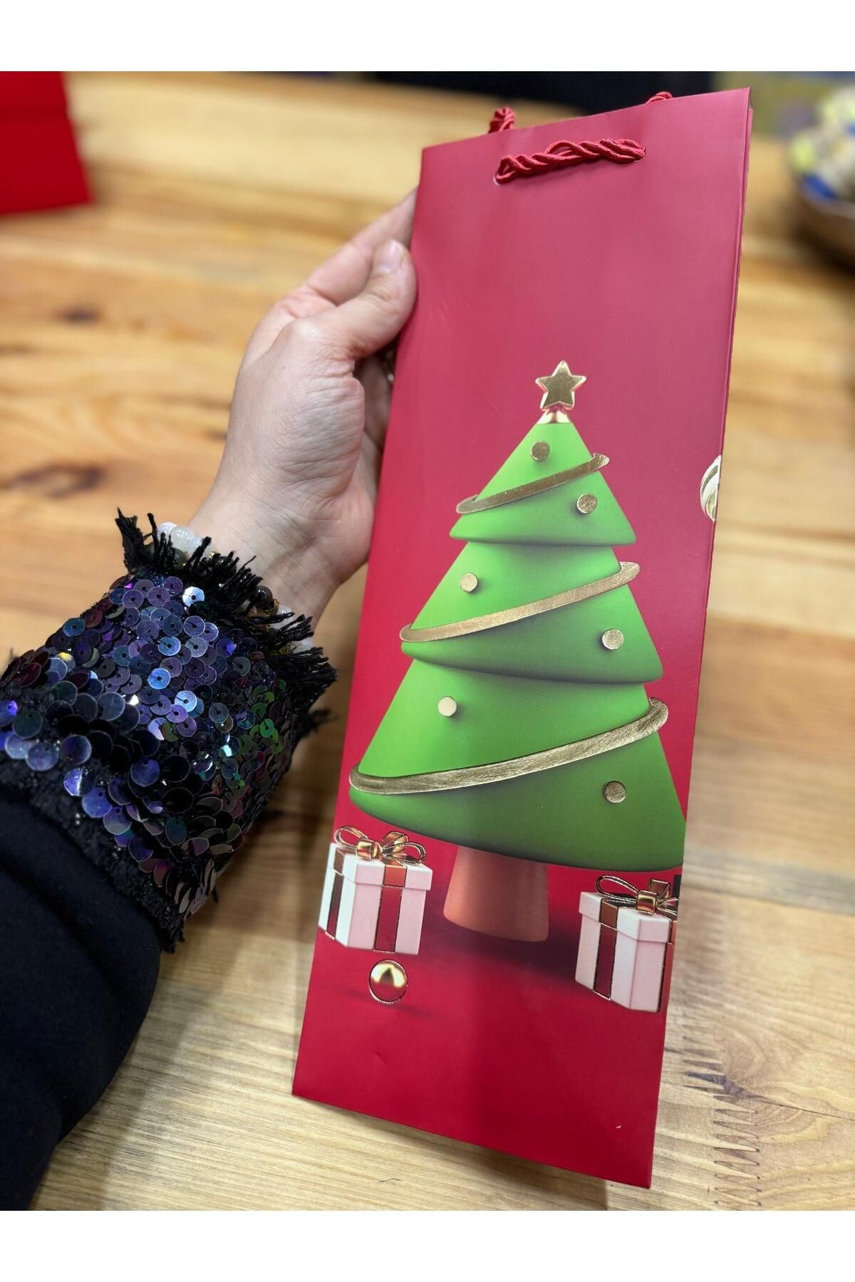 Şişe boy çanta 2 adet Noel yılbaşı çanta